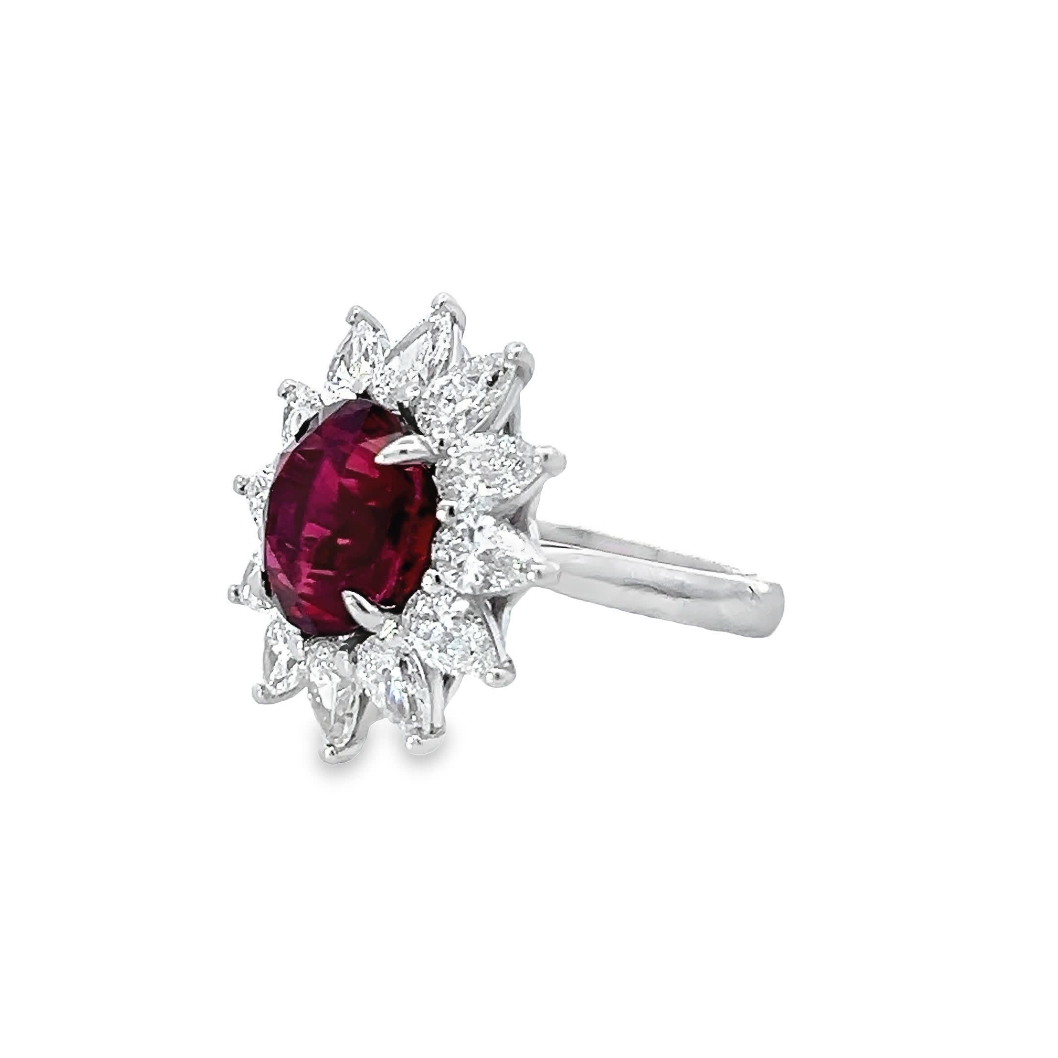 Oval Cut Regal Ruby Diamond Ring For Sale