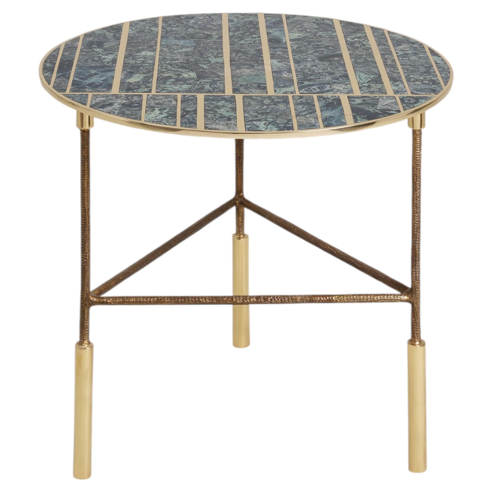 Regal Side Table in Brass & Semi Precious Stone, Viya by Vikram Goyal