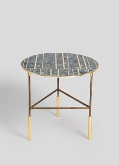 Regal Side Table in Brass & Semi Precious Stone, Viya by Vikram Goyal