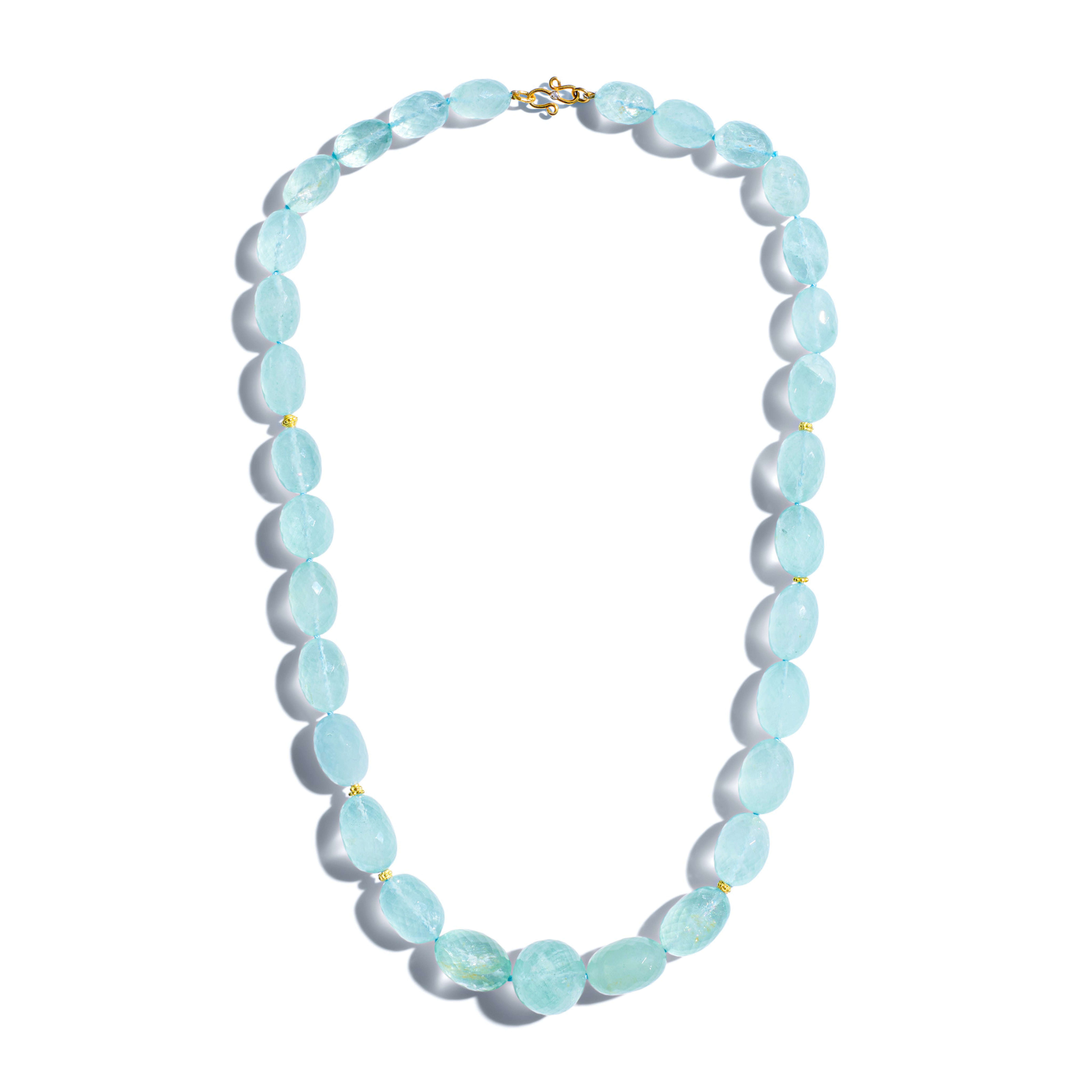 Collana con perline di diamanti e acquamarina Regal Sky Blue in oro 18 carati