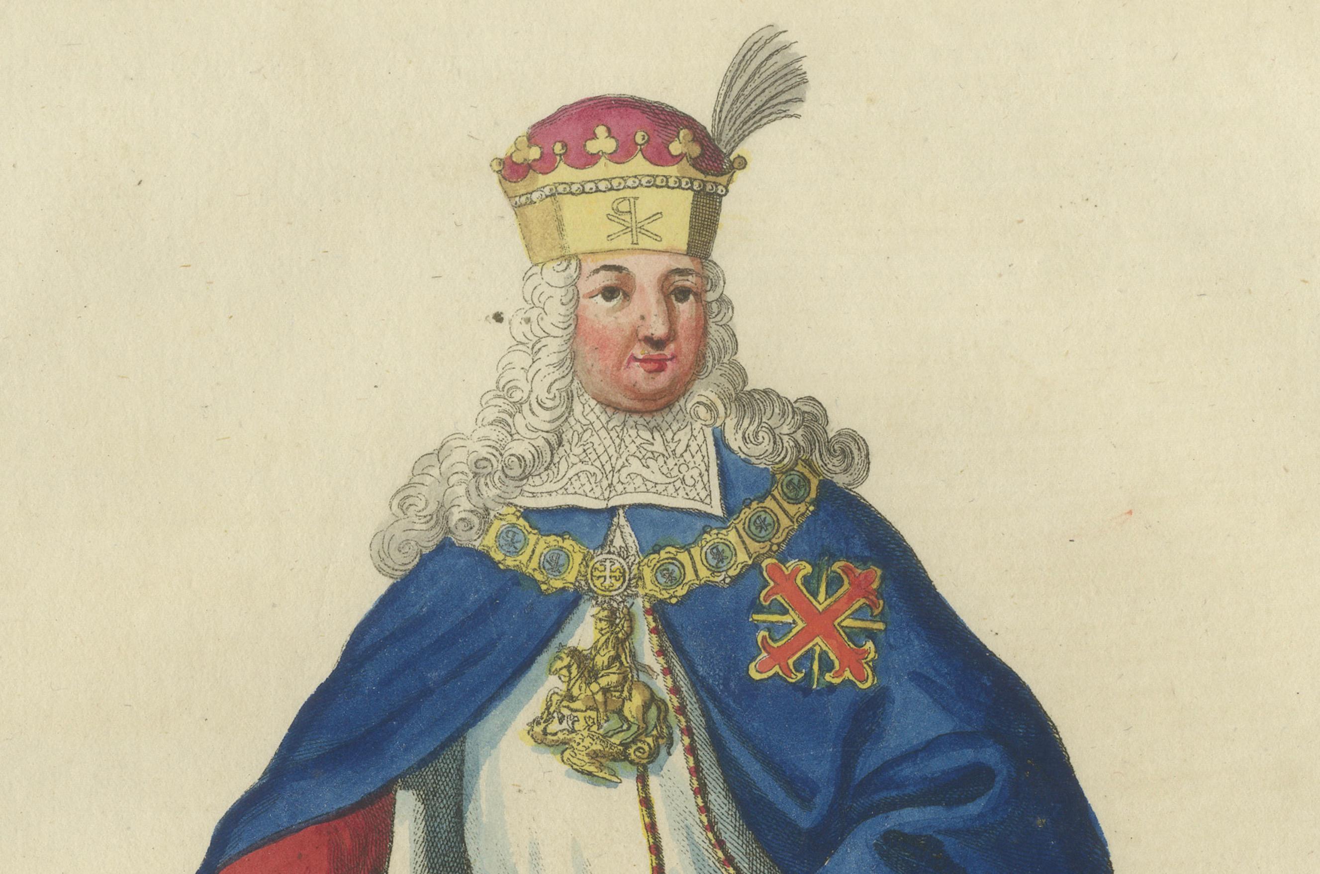 Regale Pracht des Großen Meisters des Konstantinischen Ordens – Kupferstich 1791 (Graviert) im Angebot