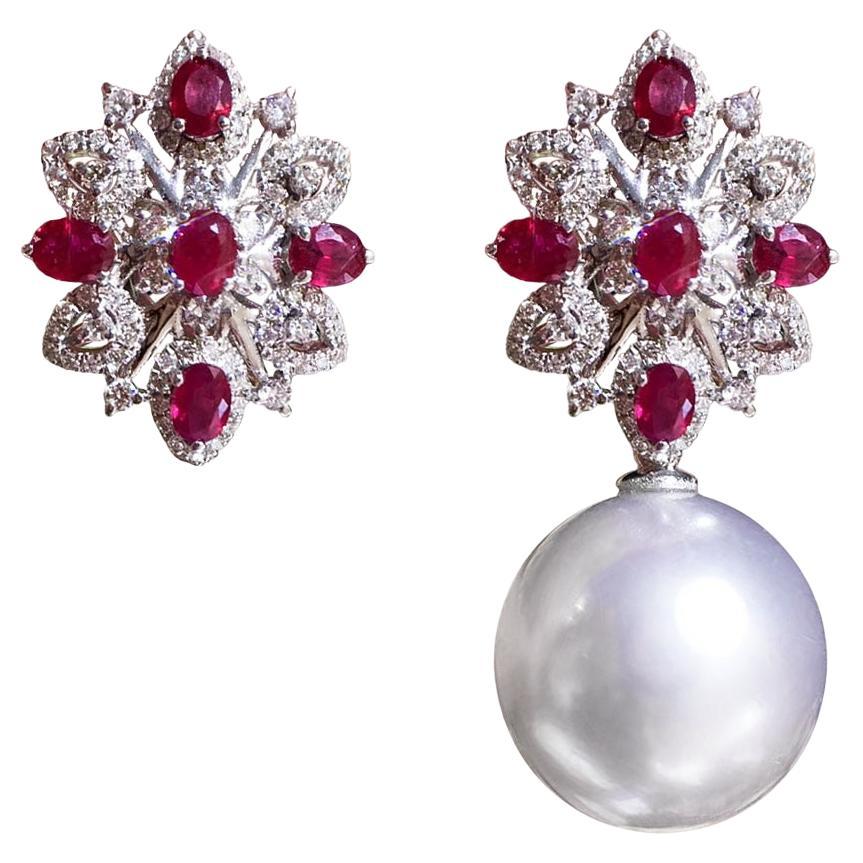【Crown Radiance】Regal Starburst Ruby & South Sea Pearl 2-in-1 Pendant Necklace