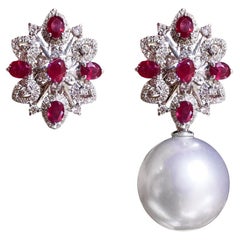 【Crown Radiance】Regal Starburst Ruby & South Sea Pearl 2-in-1 Pendant Necklace