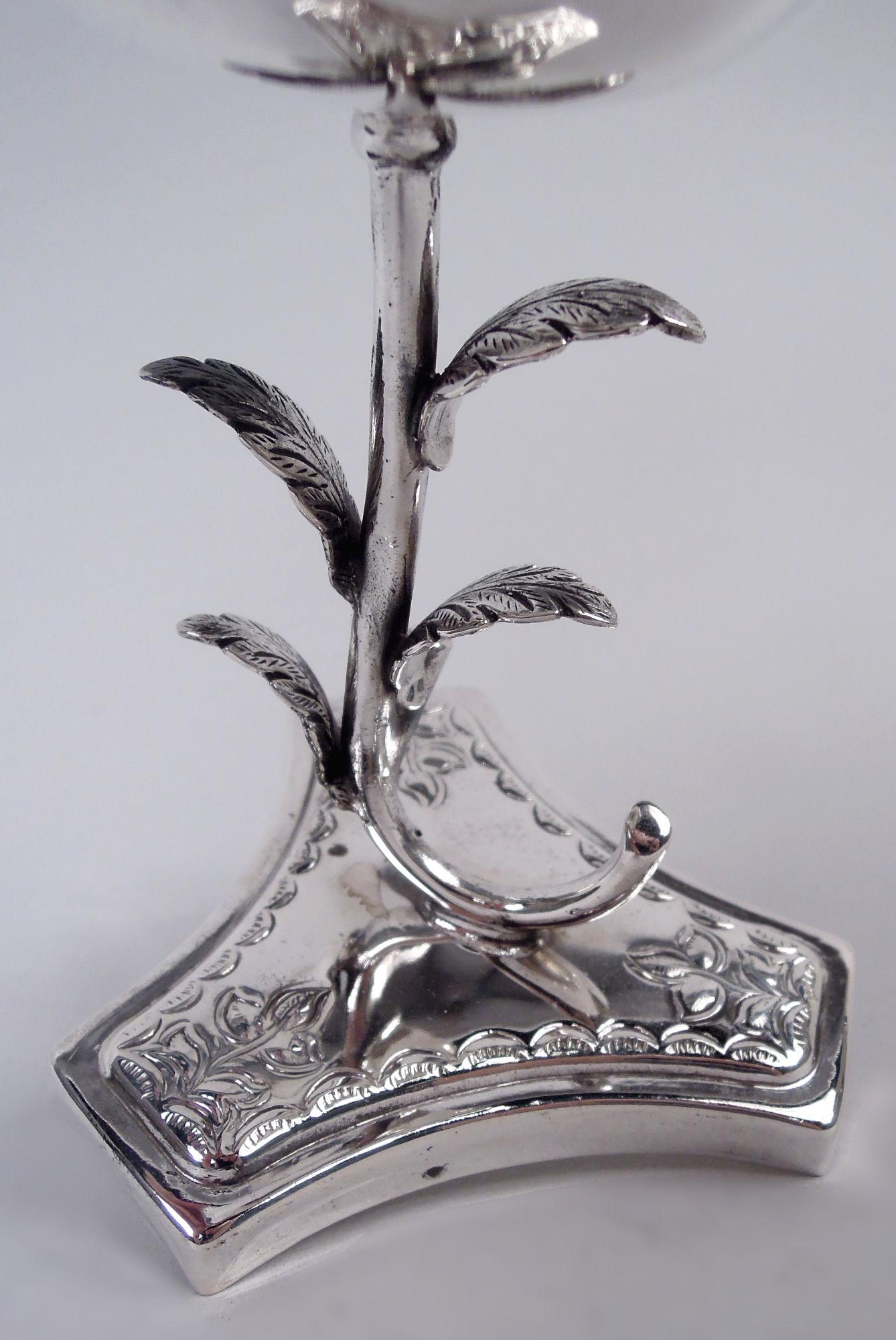 Regal Sterling Silver Deer & Lion Goblet with Leafing Stem For Sale 2