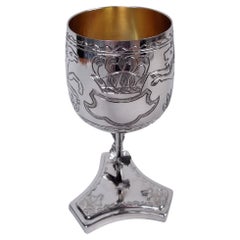 Regal Sterling Silver Deer & Lion Goblet with Leafing Stem