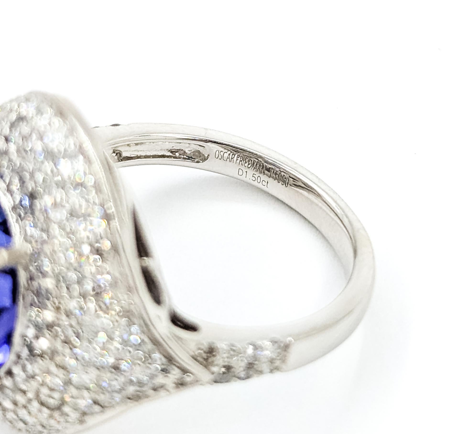 Bague cocktail en platine avec tanzanite et diamant en vente 3
