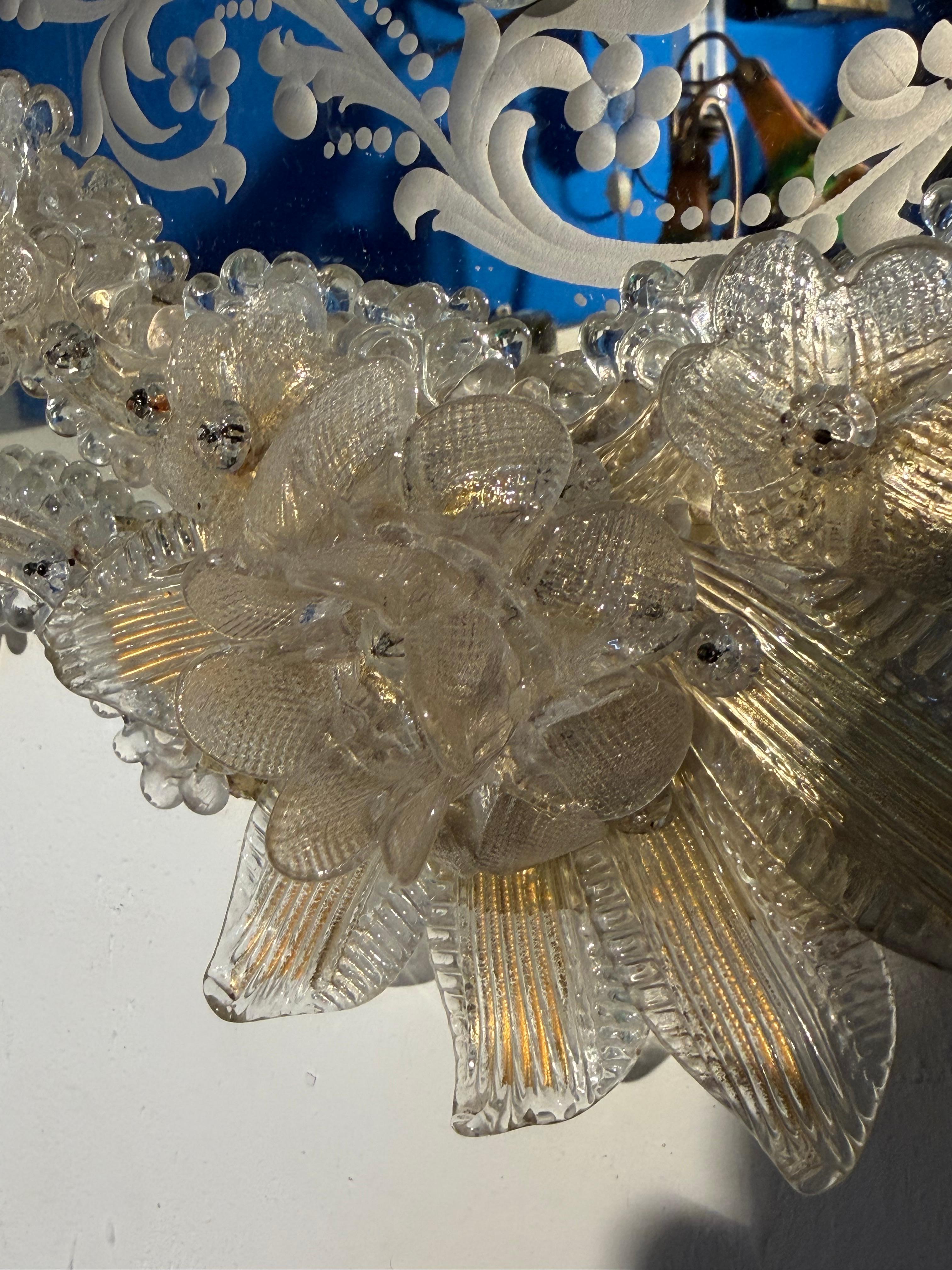 Miroir mural vénitien en verre de Murano attribué à Barovier&Toso, années 1940 Bon état - En vente à Palermo, IT