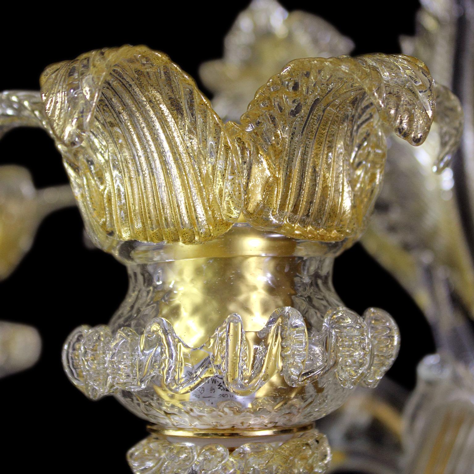 Rezzonico Wandregal aus Kristall und Gold-Muranoglas mit 3 Armen von Multiforme (Italienisch) im Angebot