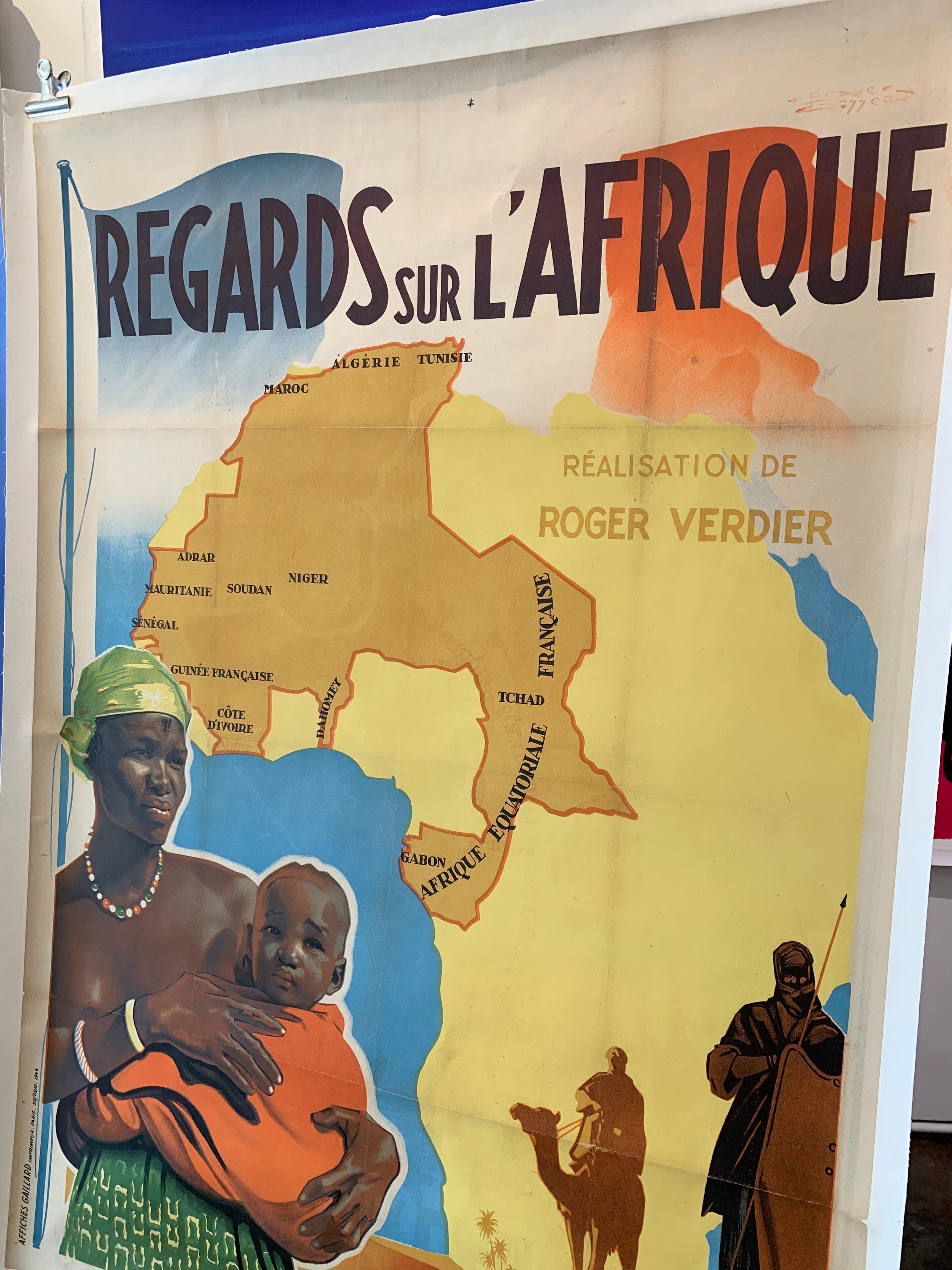 'Regards Sur L'Afrique' Original Vintage Poster by Jacques Bonneaud, 1944 For Sale 1