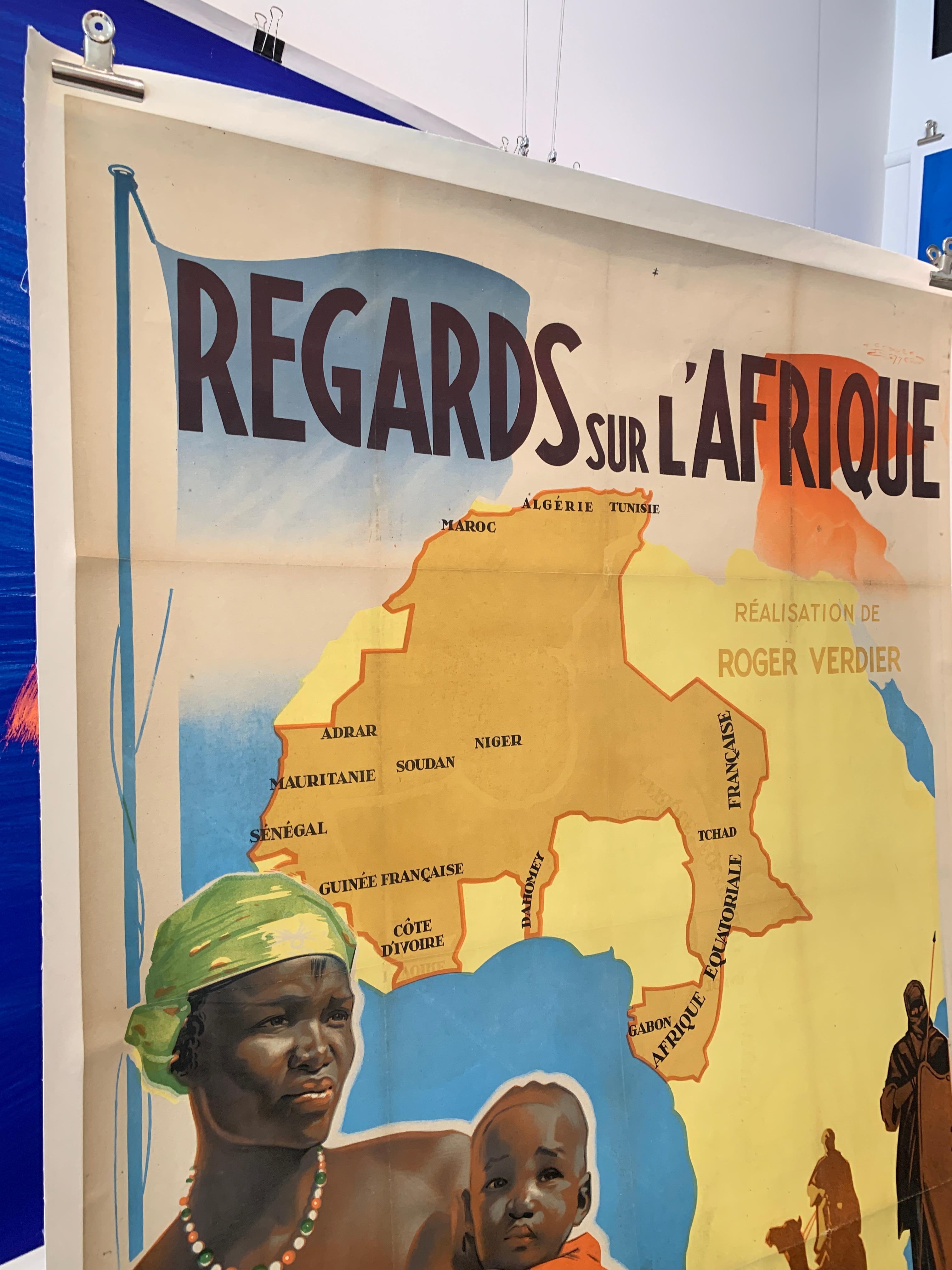 'Regards Sur L'Afrique' Original Vintage Poster by Jacques Bonneaud, 1944 For Sale 2