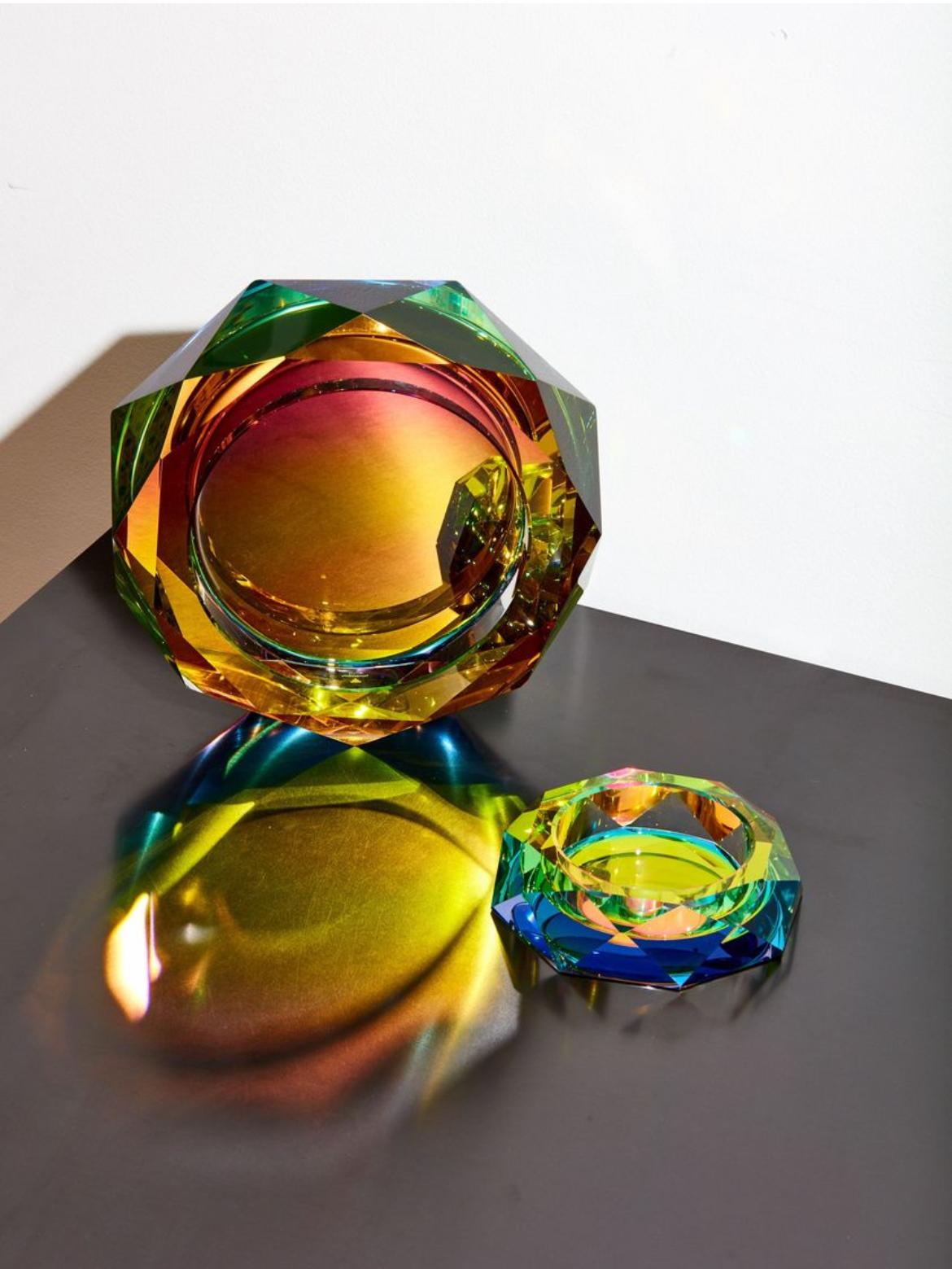 Modern REGENBOGEN : Contemporary lead crystal large bowl For Sale