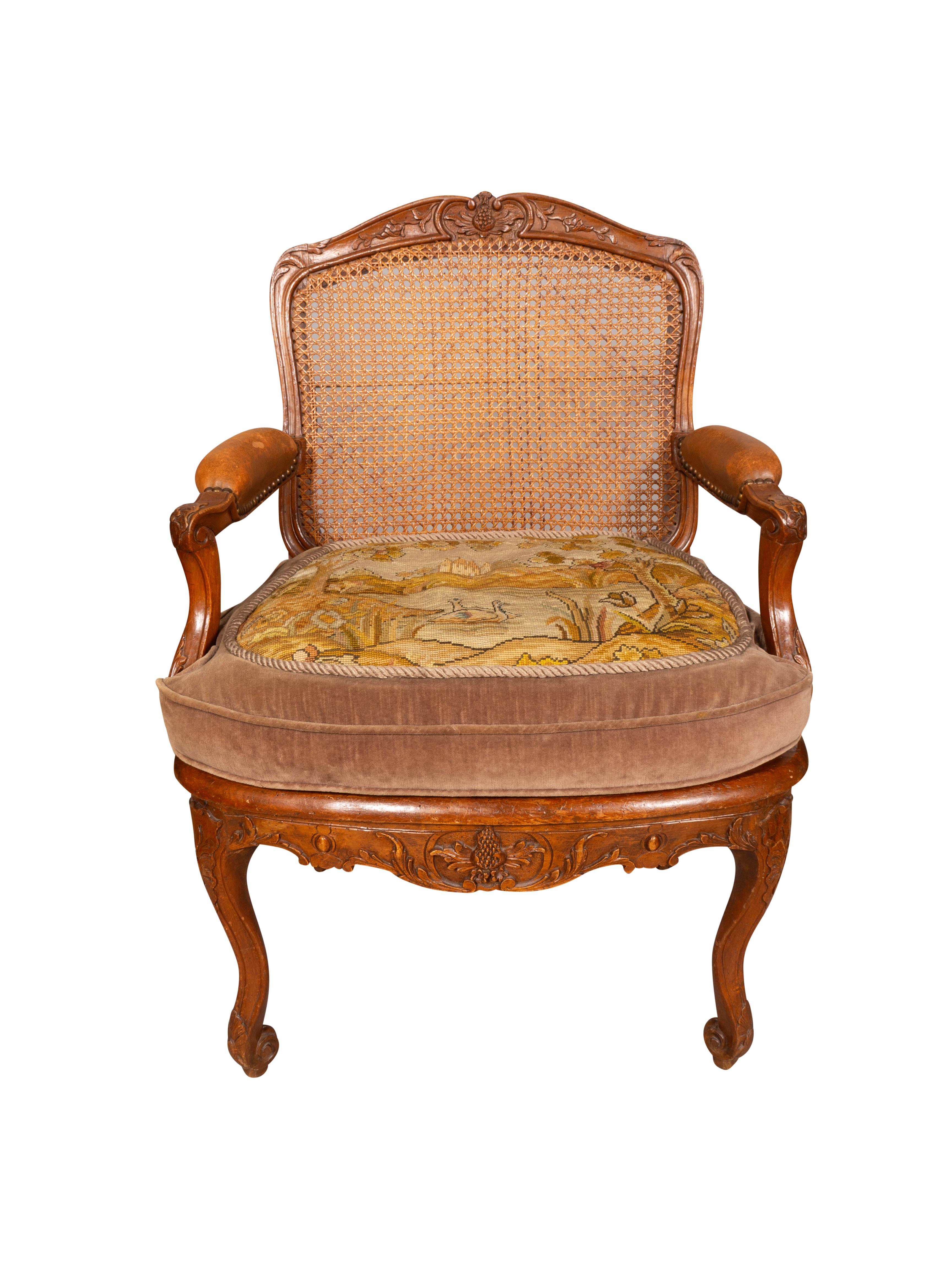 Nicely carved frame and very sturdy with caning in excellent condition. Includes a loose cushion.
From a Fifth Ave New York estate.