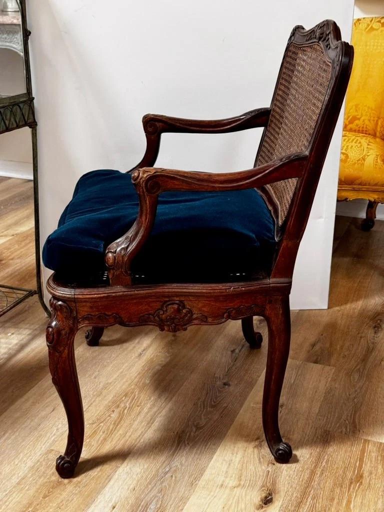 18th Century and Earlier Regence Beechwood Caned Fauteuil, France, 18th century For Sale