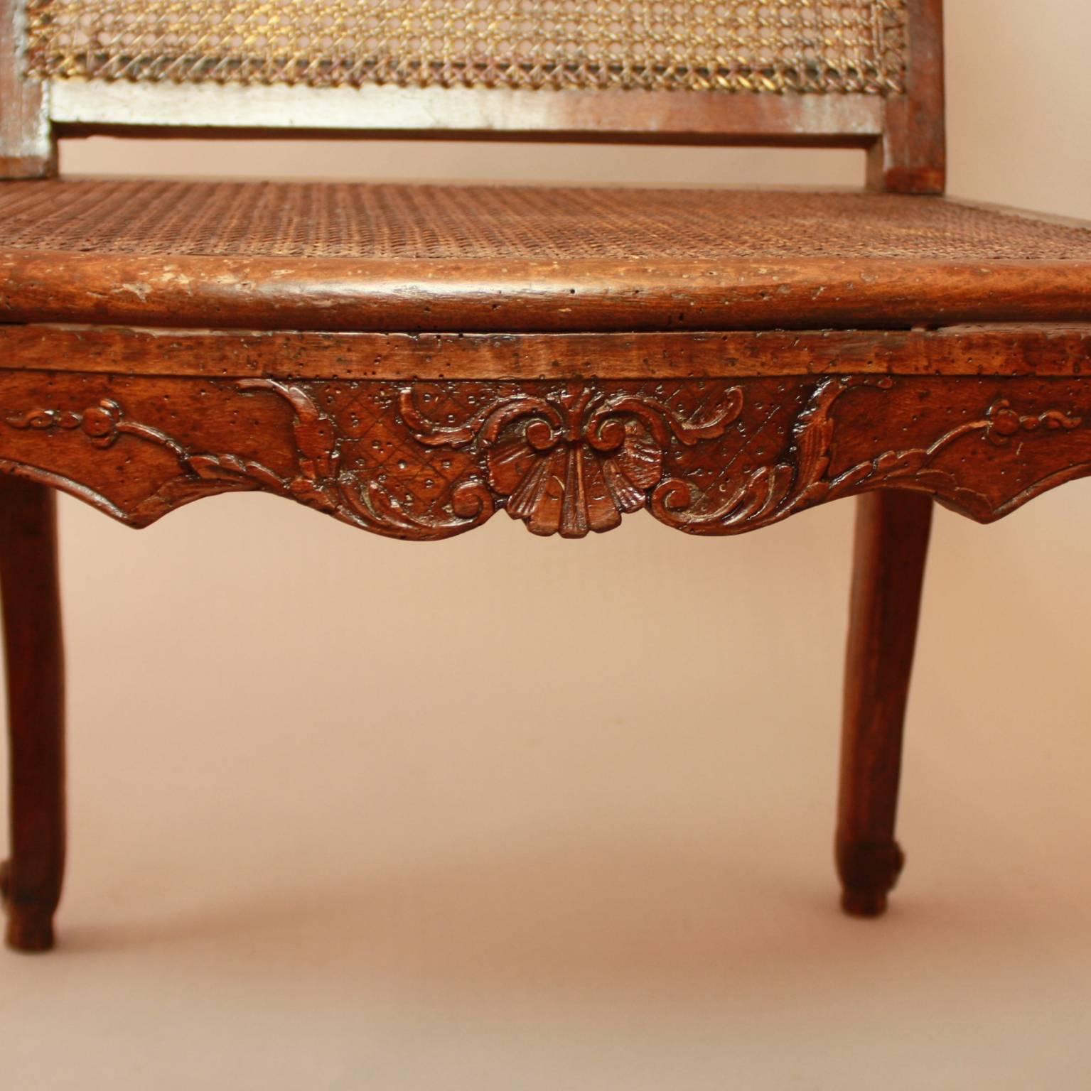 Regence Carved and Caned Armchair or Fauteuil, circa 1720 3