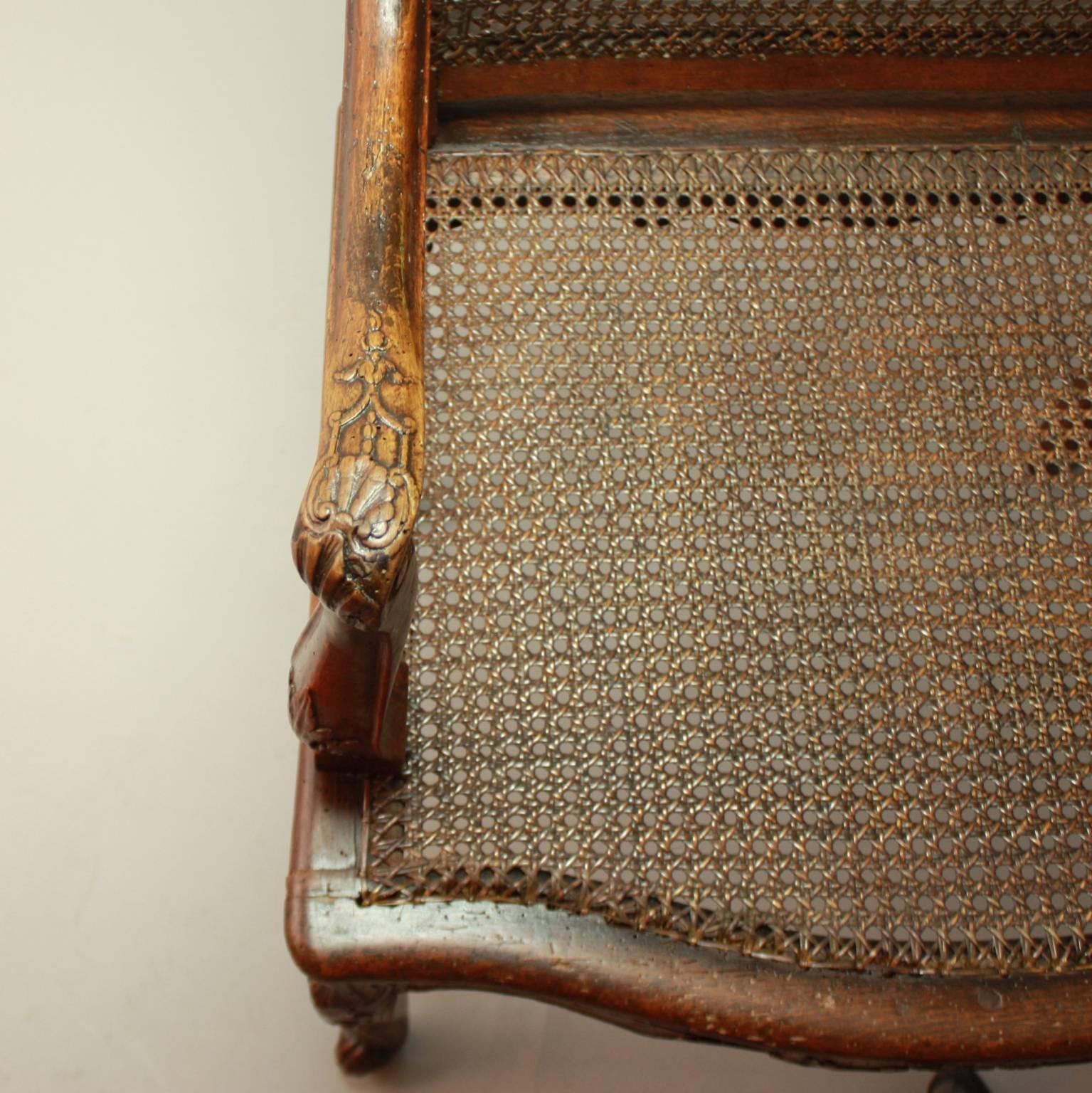 Régence Regence Carved and Caned Armchair or Fauteuil, circa 1720