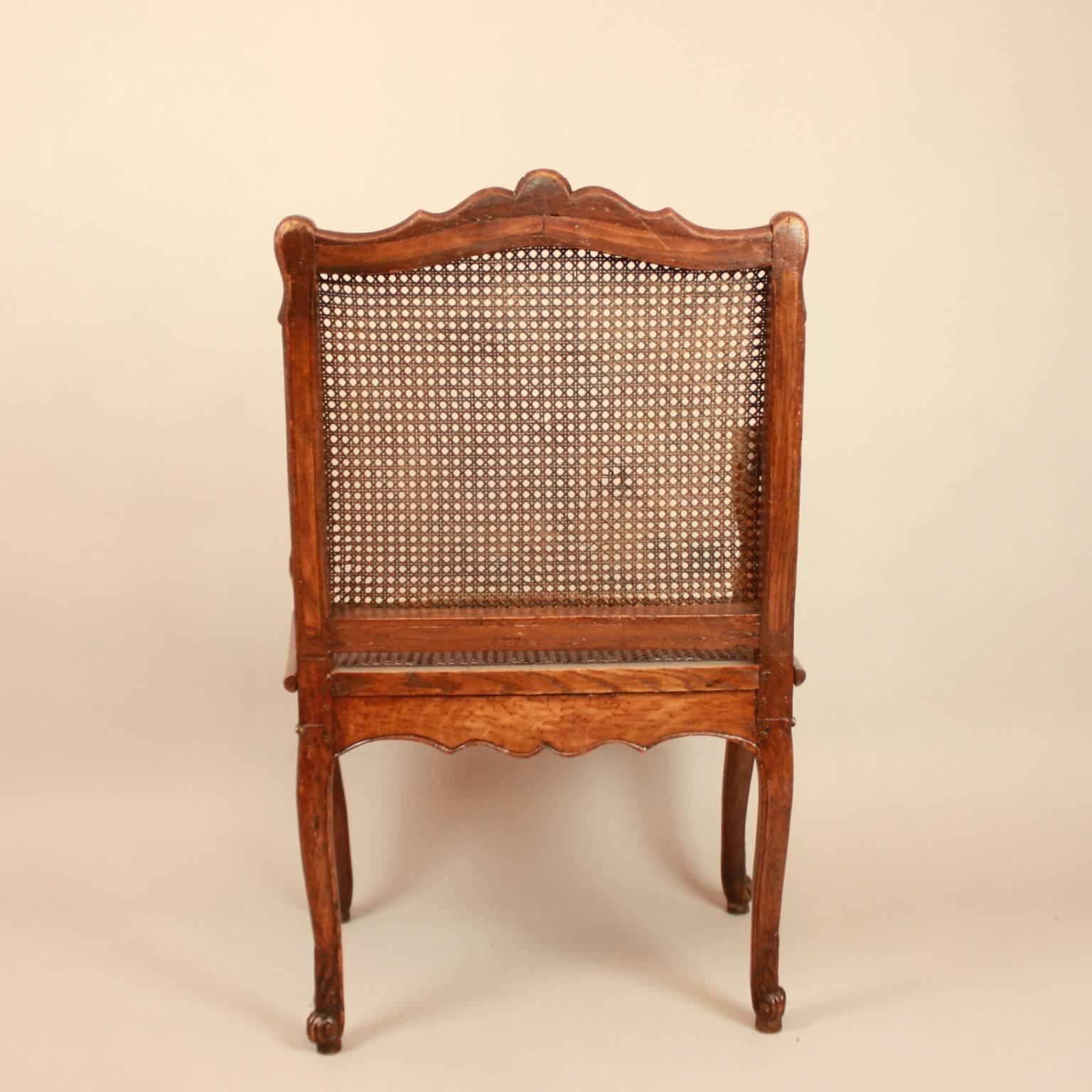 Regence Carved and Caned Armchair or Fauteuil, circa 1720 1