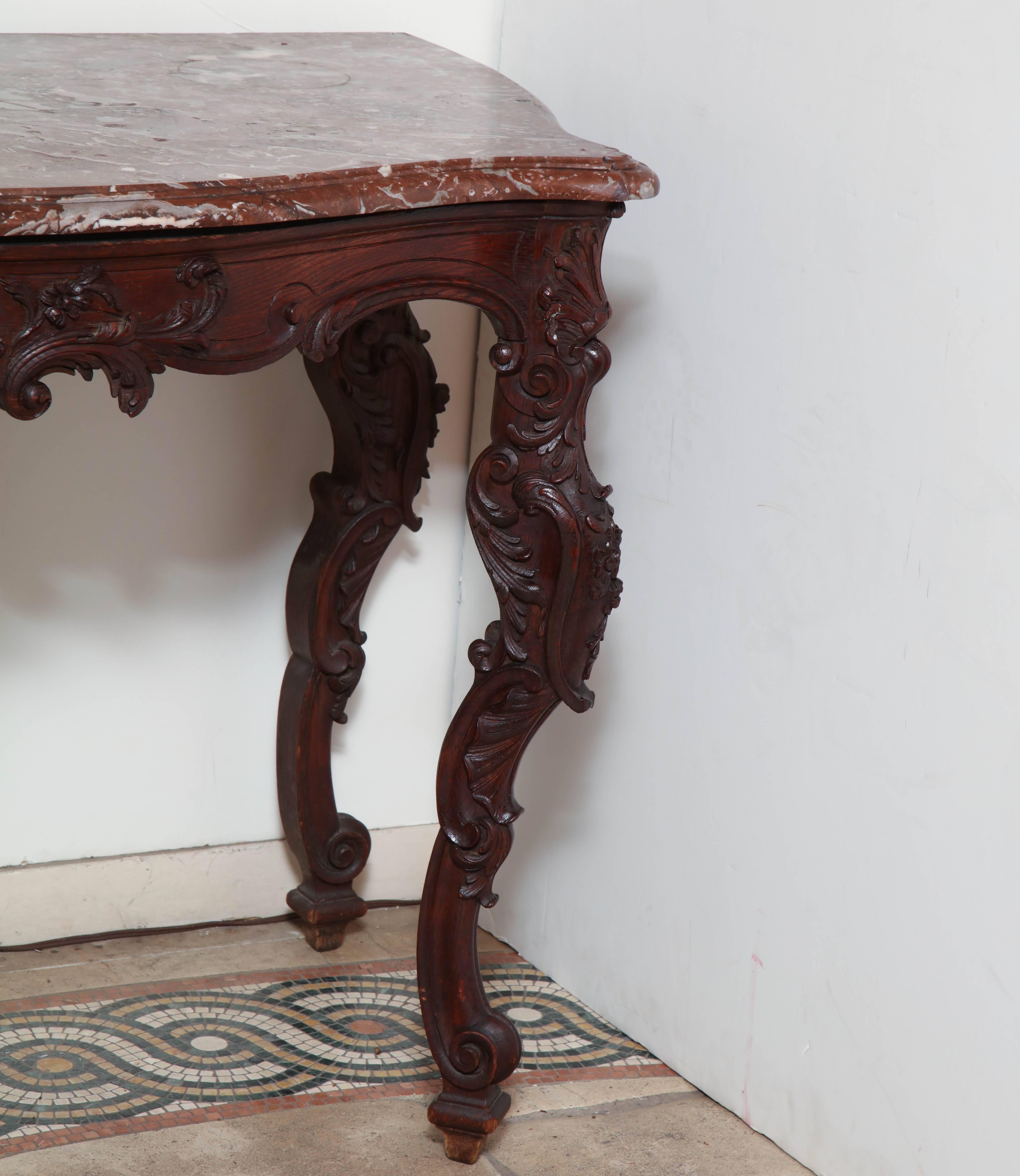 Régence Regence Carved Marble-Top Console