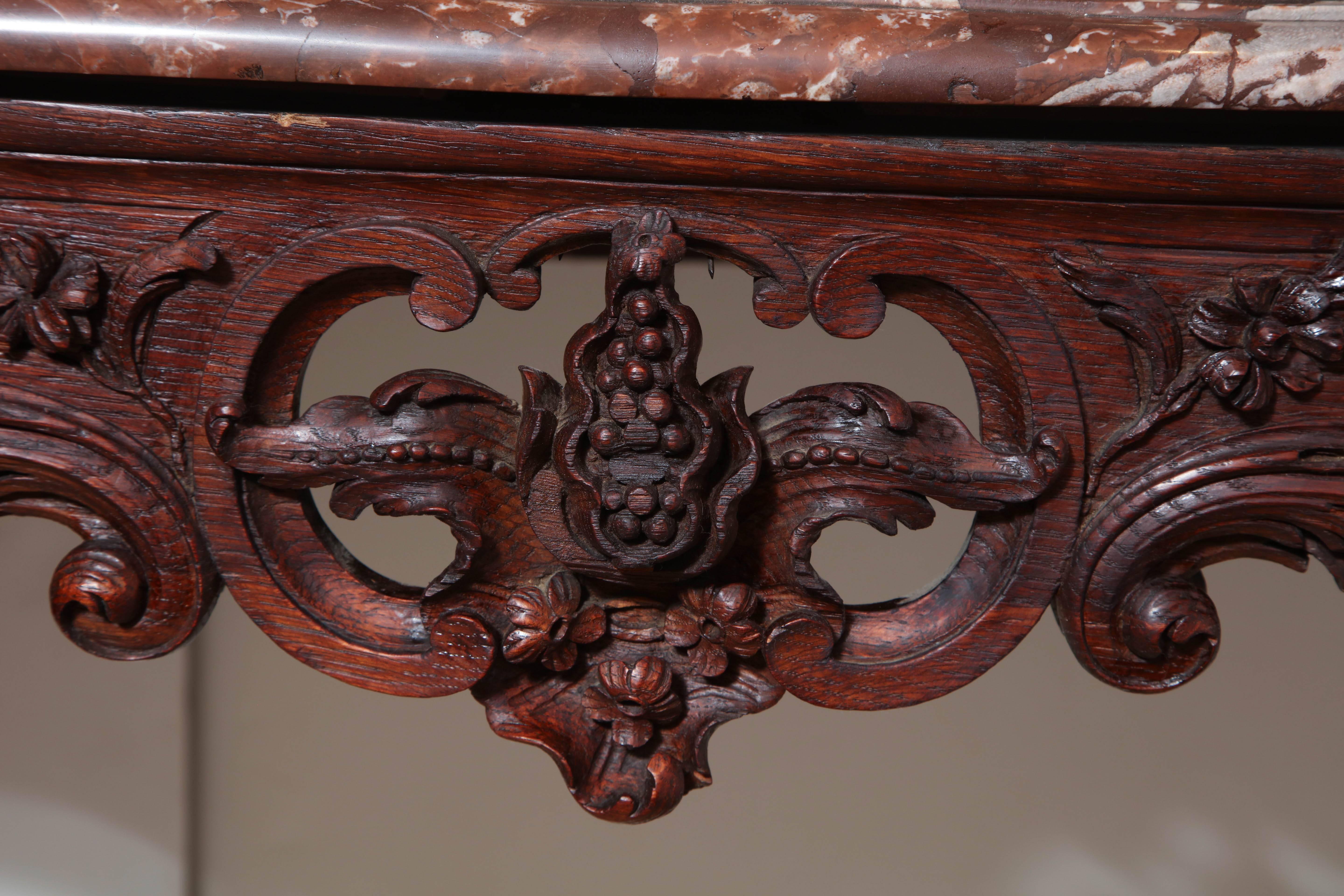18th Century and Earlier Regence Carved Marble-Top Console