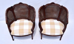 Regence Double Cane Bergere Chairs, Pair