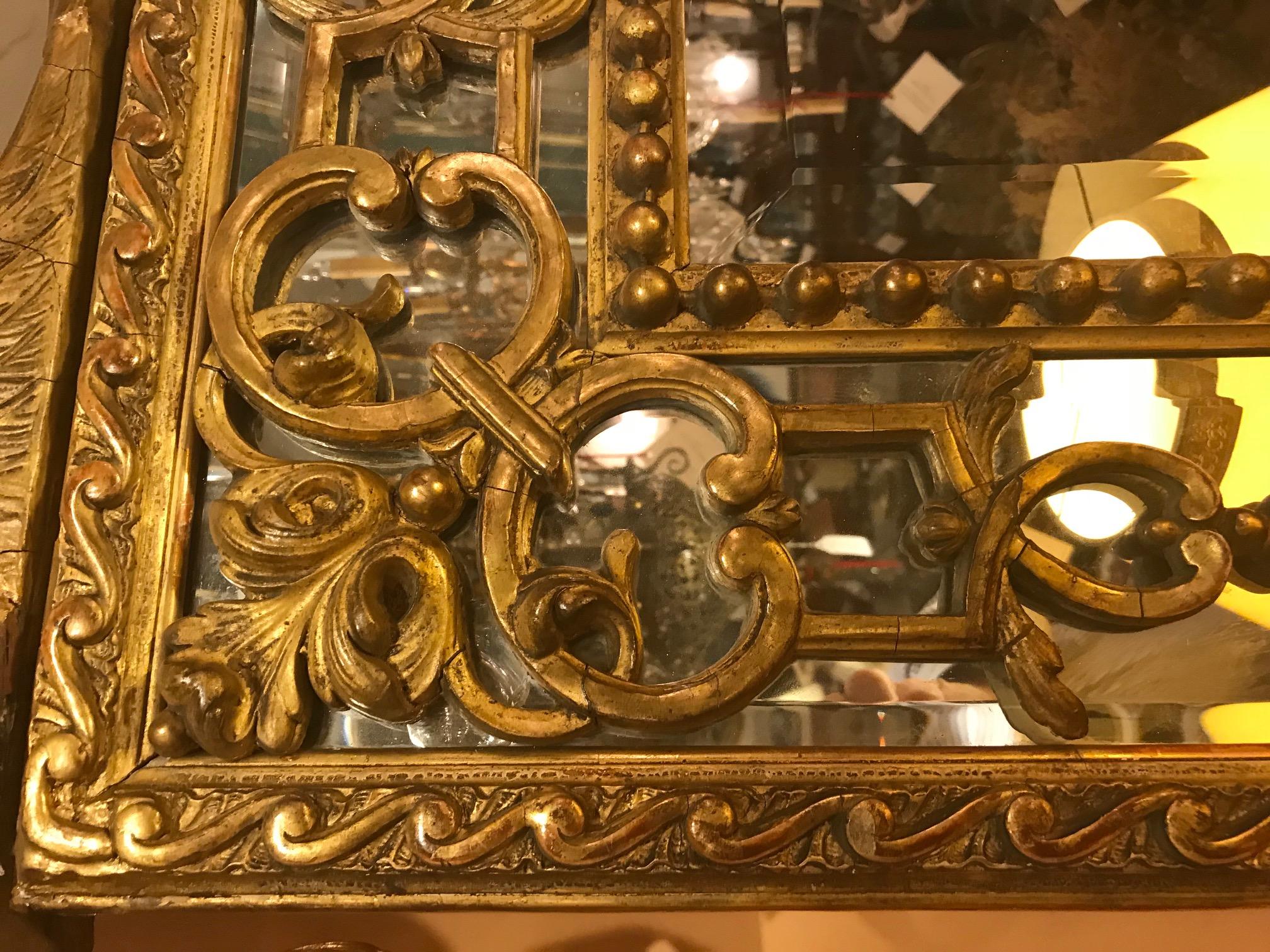 Louis XIV Regence Style Large Carved Giltwood Mirror  For Sale