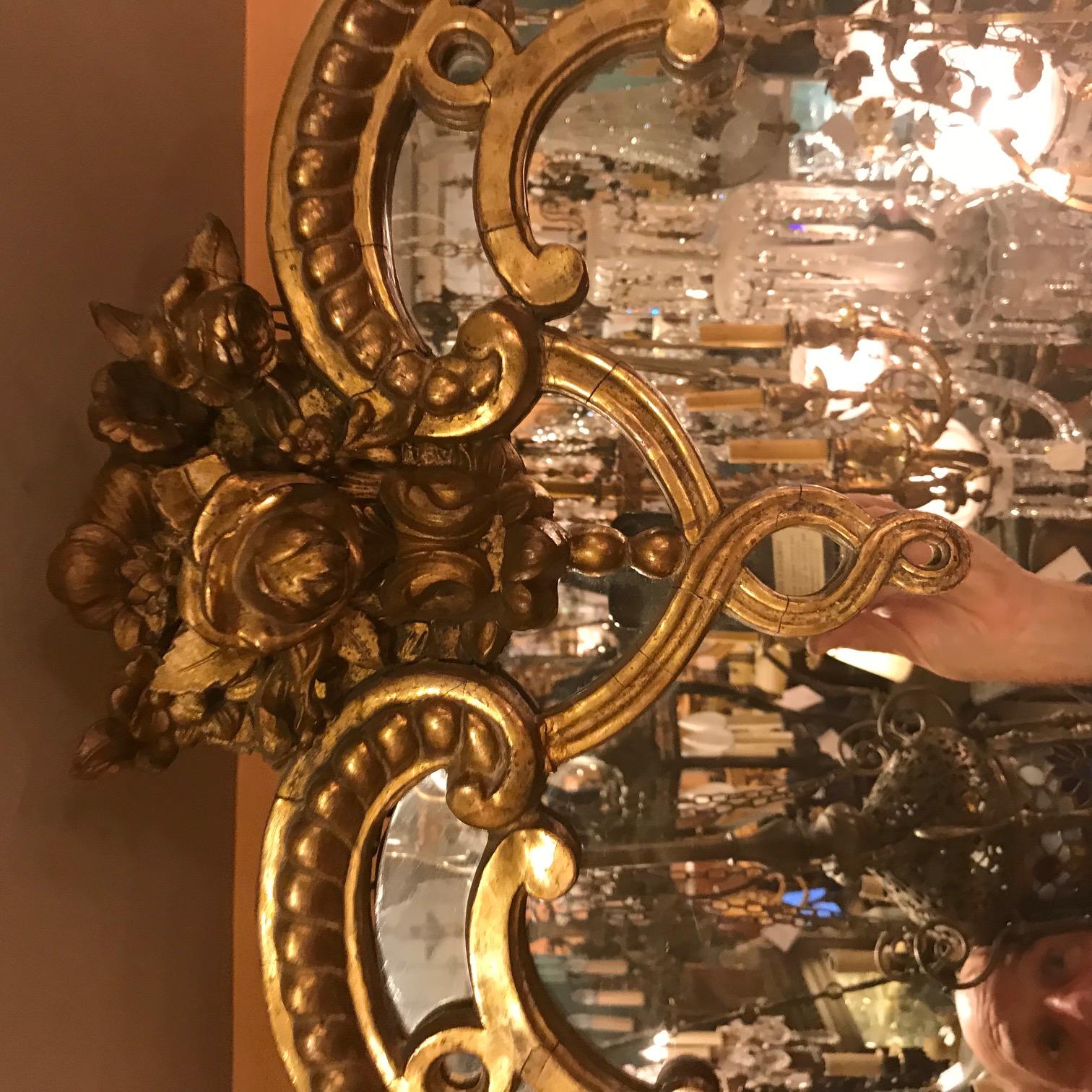 19th Century Regence Style Large Carved Giltwood Mirror  For Sale