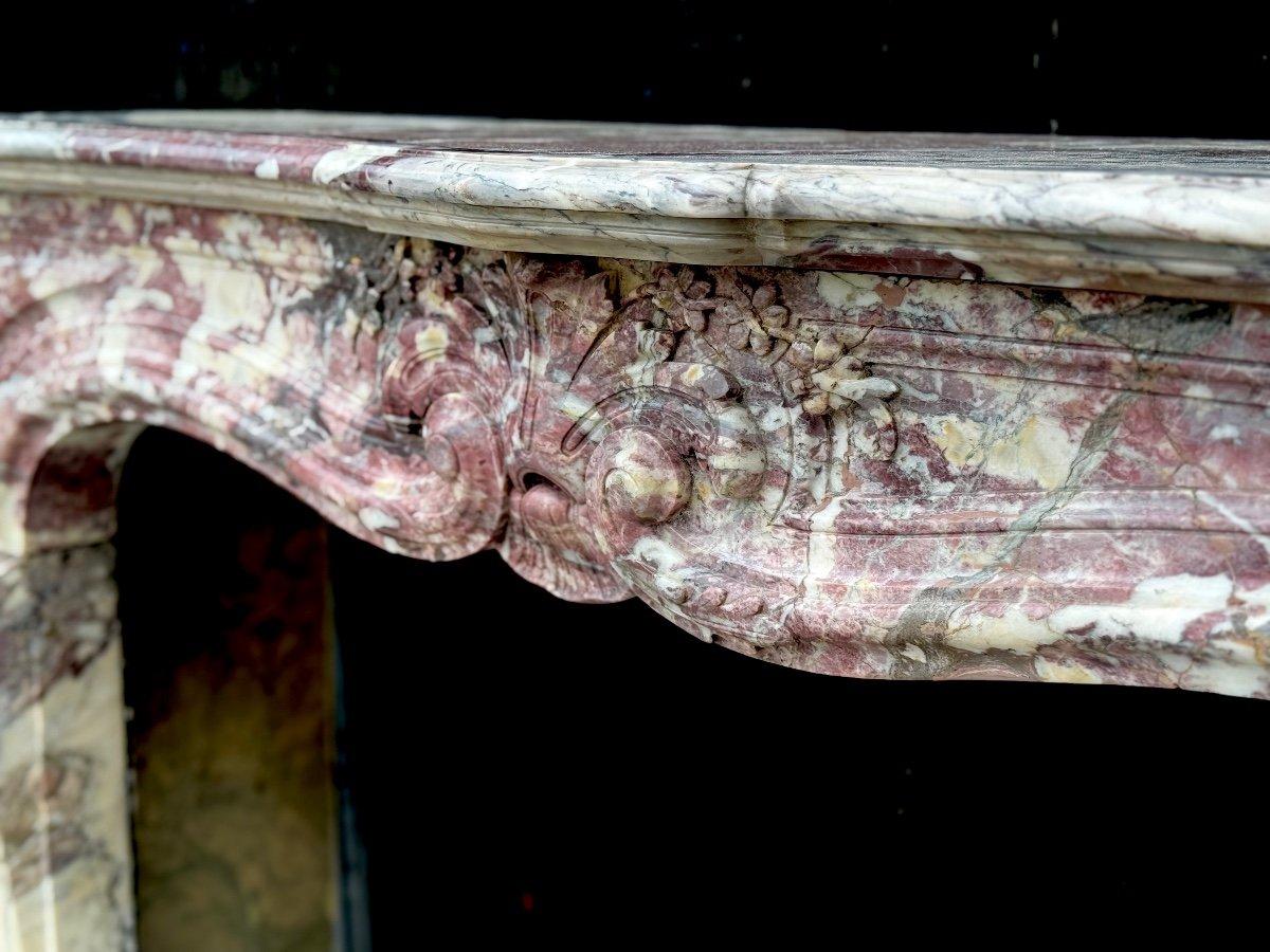 18th Century Regence mantel in Breche Violette marble, 18th century For Sale