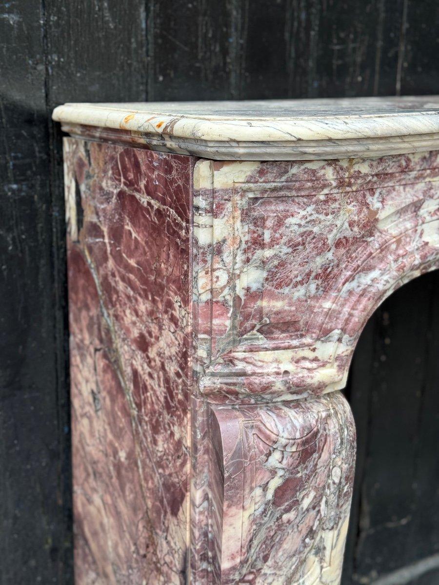 Marble Regence mantel in Breche Violette marble, 18th century For Sale