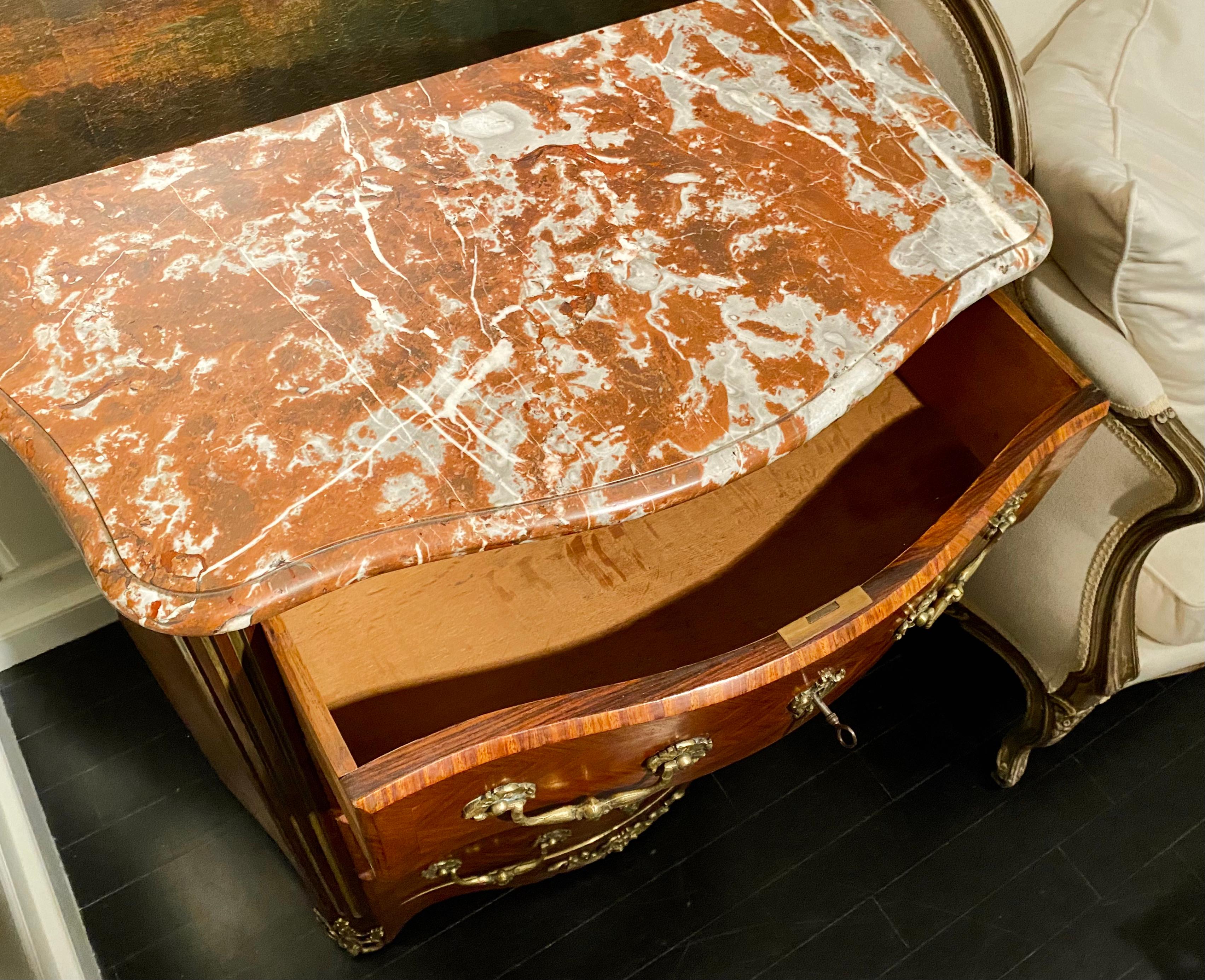 Regence Parquetry French Commode, Marble Top, 19th Century For Sale 9