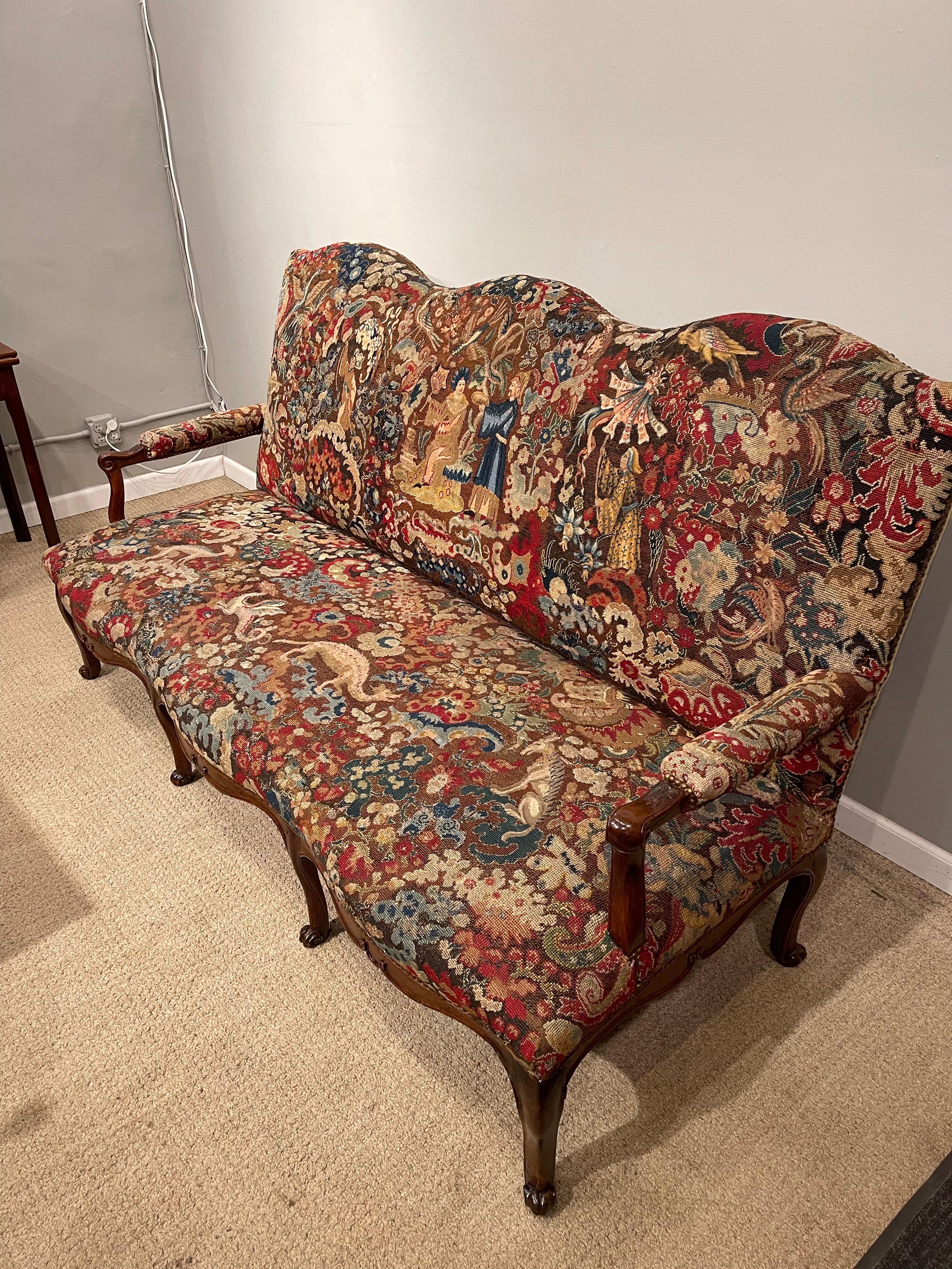 French Régence Period Needlepoint Covered Settee