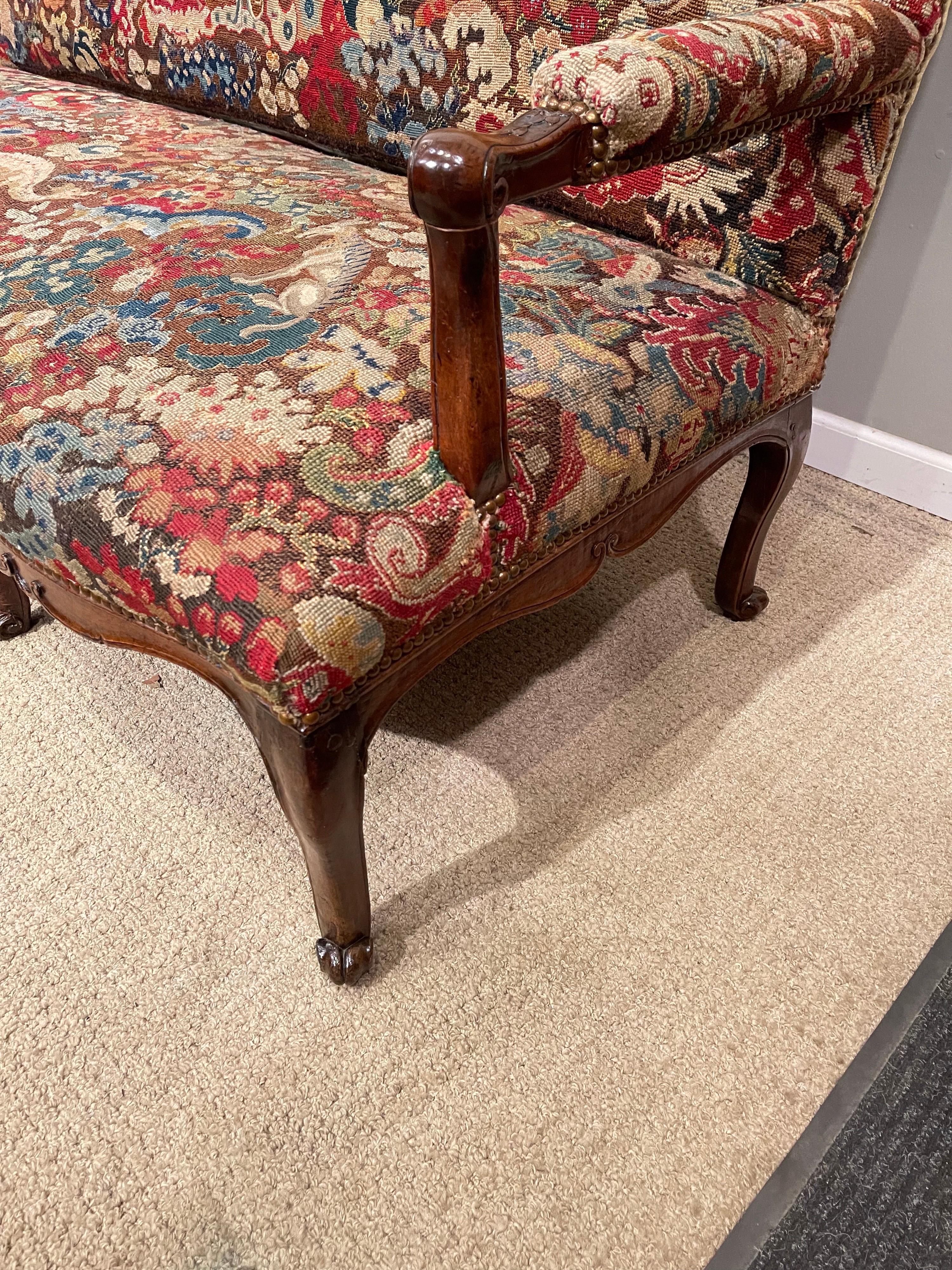 Régence Period Needlepoint Covered Settee 1