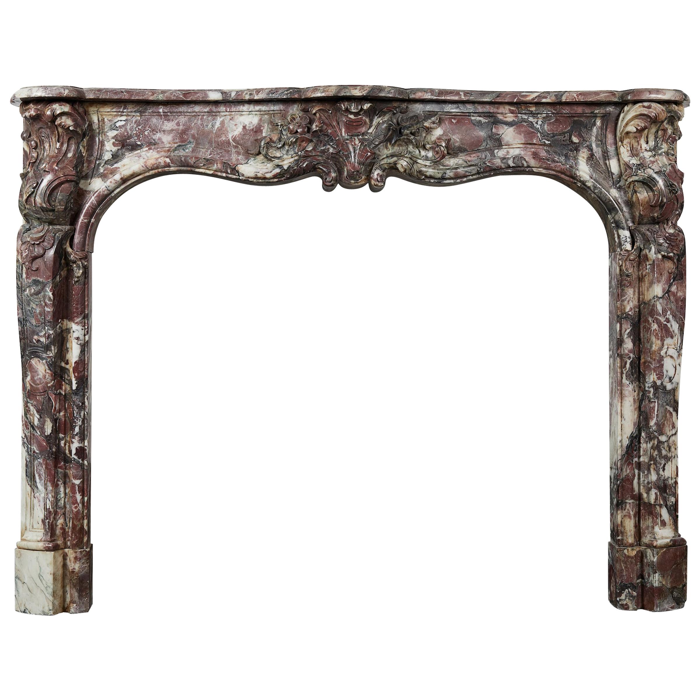 Regence Style "Breche De Violette" Marble Mantel