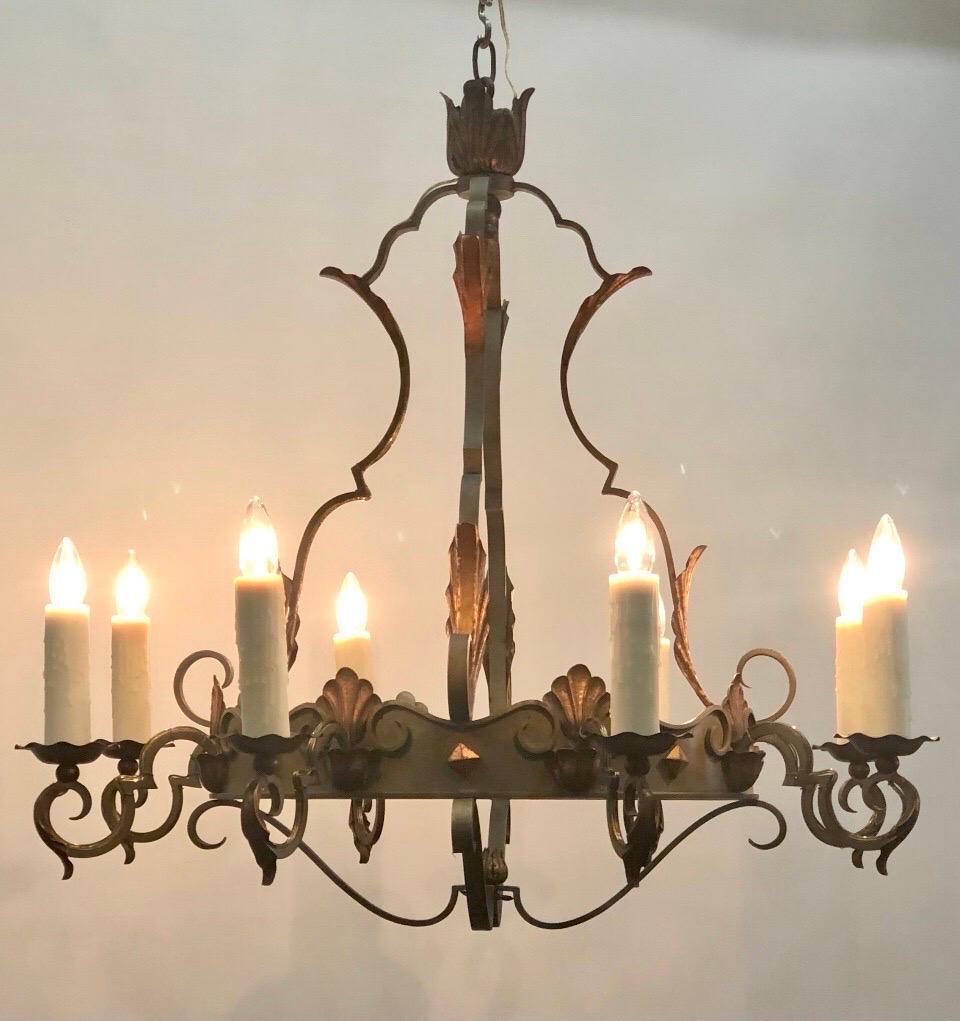 Régence Style French  Tôle  & Wrought Iron Chandelier, Early 20th Century 1