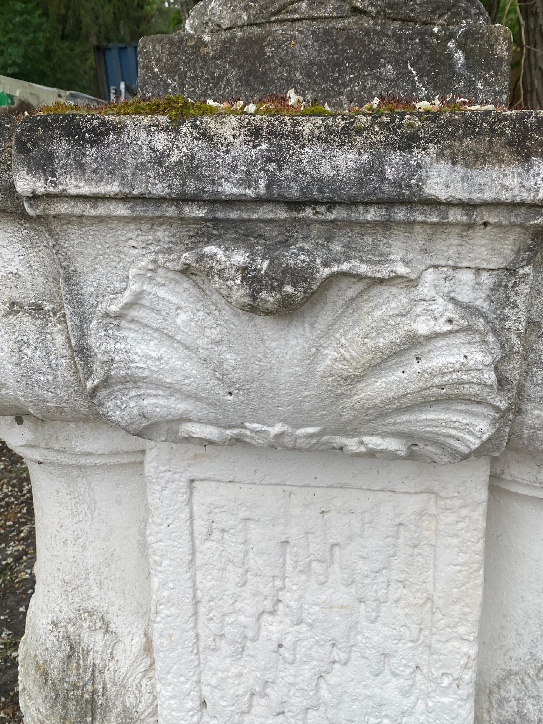 French Regence Style Garden Fountain with Double Basin in Stone For Sale