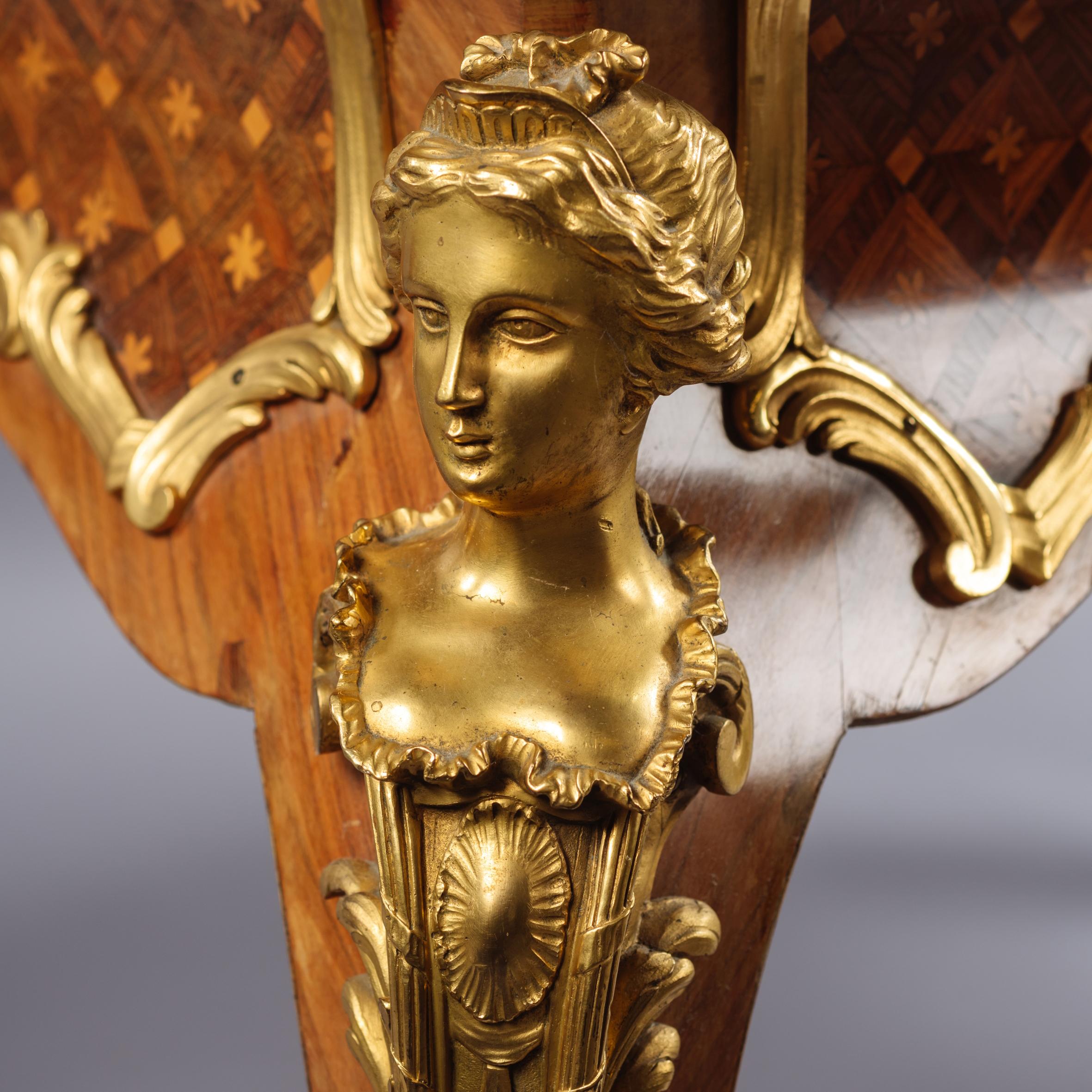 Regence Style Vergoldet-Bronze Montiert Parkett Bureau Plat (Französisch) im Angebot
