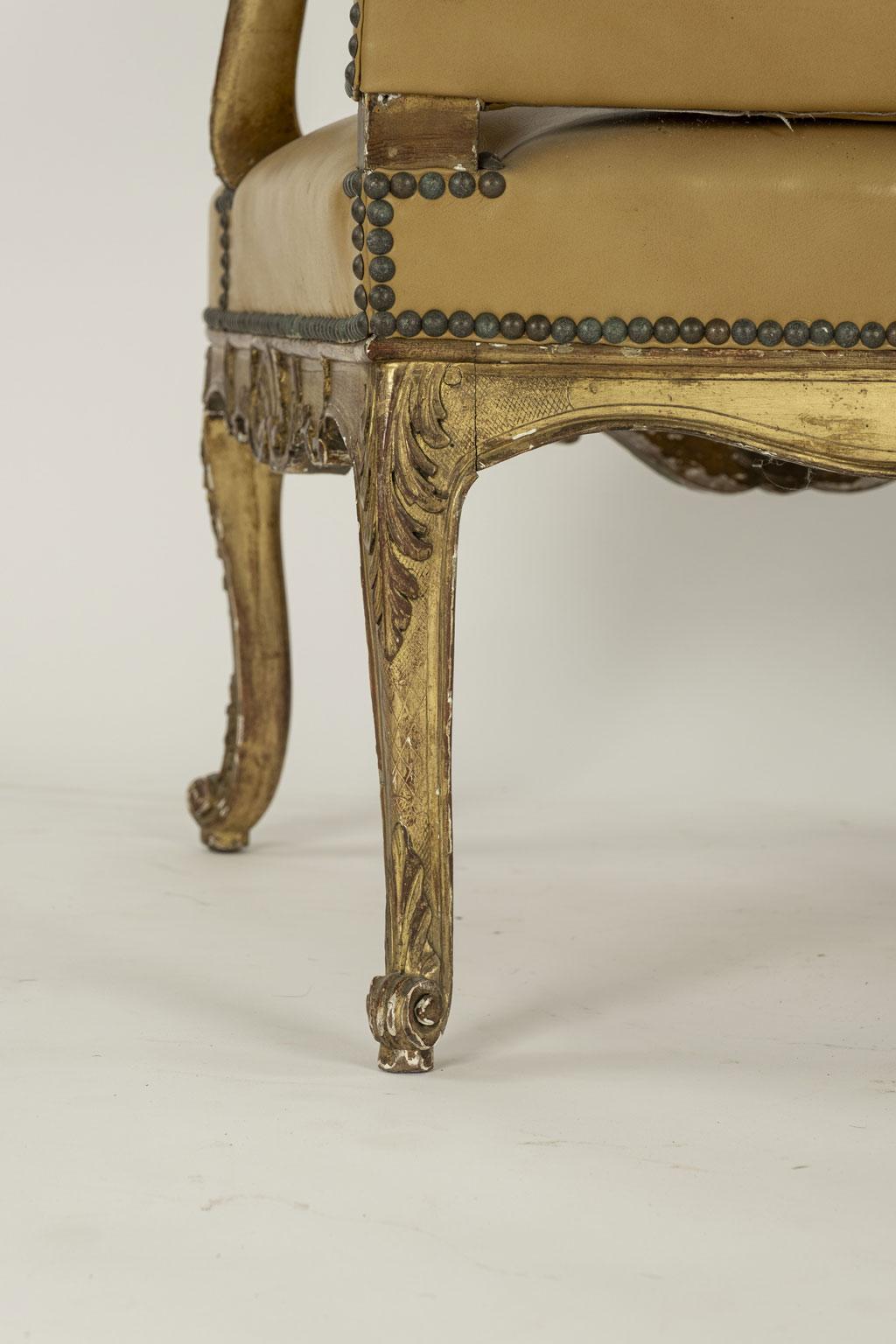 Louis XV Regence Style Giltwood Armchair For Sale