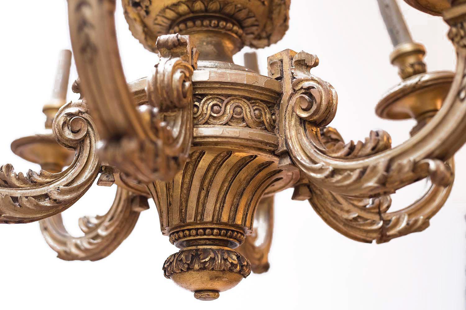 Carved Regence Style Giltwood Chandelier, Napoleon III Period