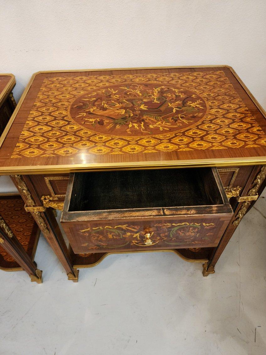 European Regence Style Marquetry Side Tables  For Sale