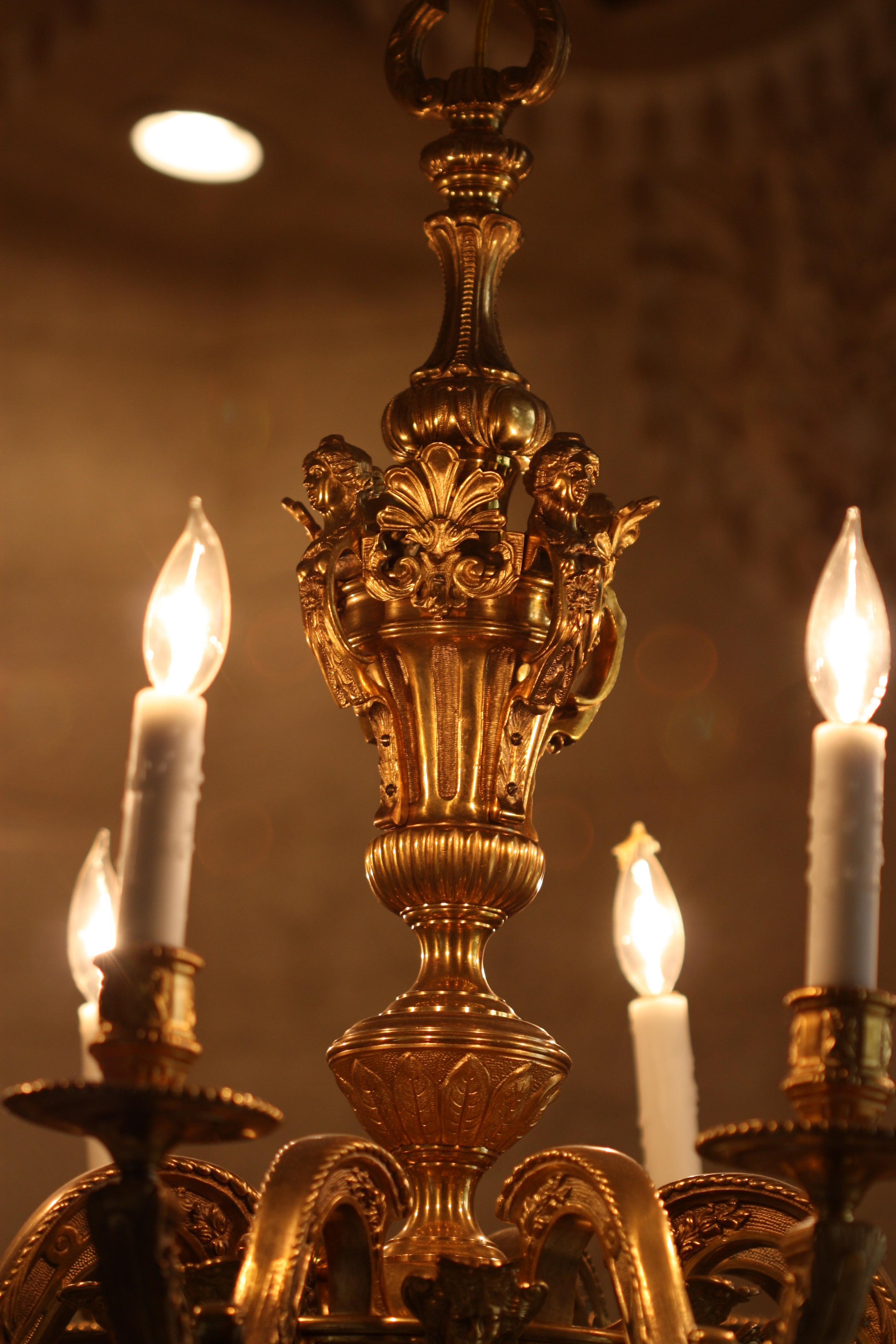19th Century Regence Style Ormolu Eight-Light Chandelier For Sale