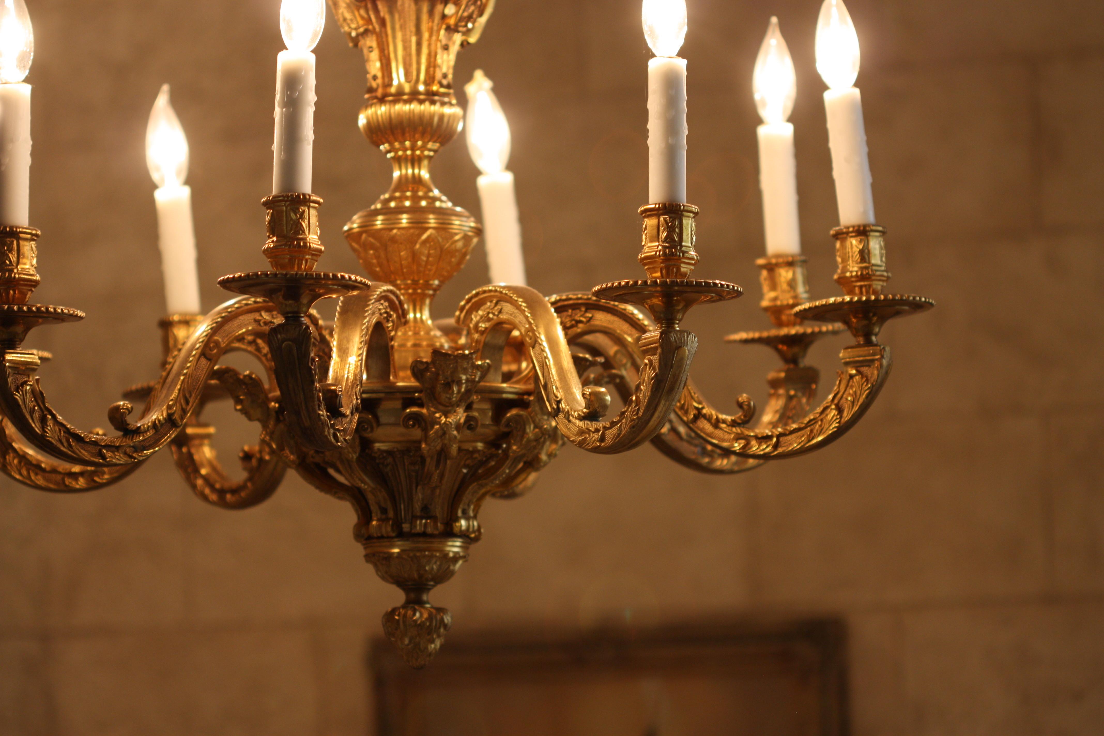 Regence Style Ormolu Eight-Light Chandelier For Sale 1