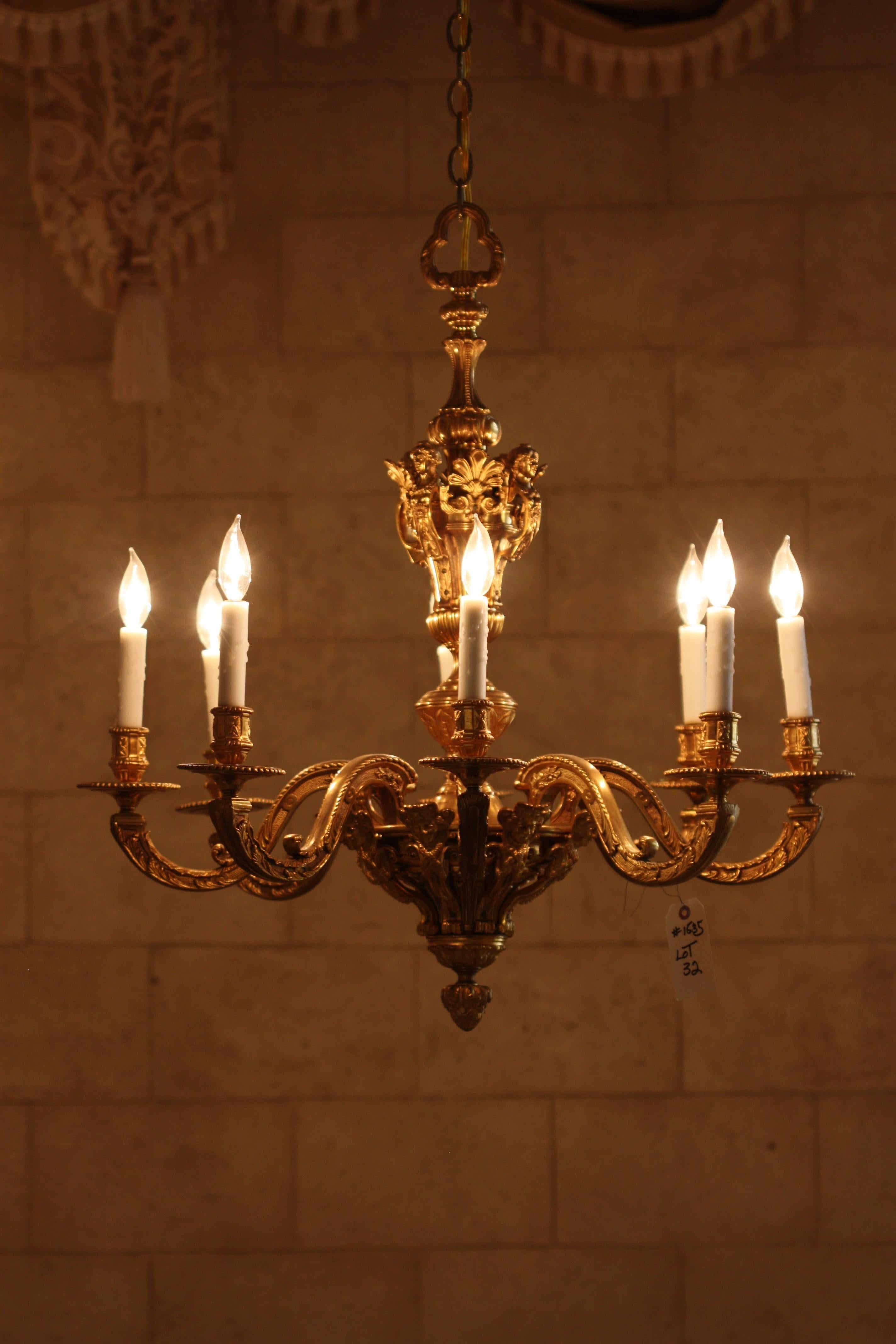Regence Style Ormolu Eight-Light Chandelier For Sale 3