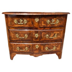 Regence Style Palisander Parquetry Inlaid Bow Front Commode