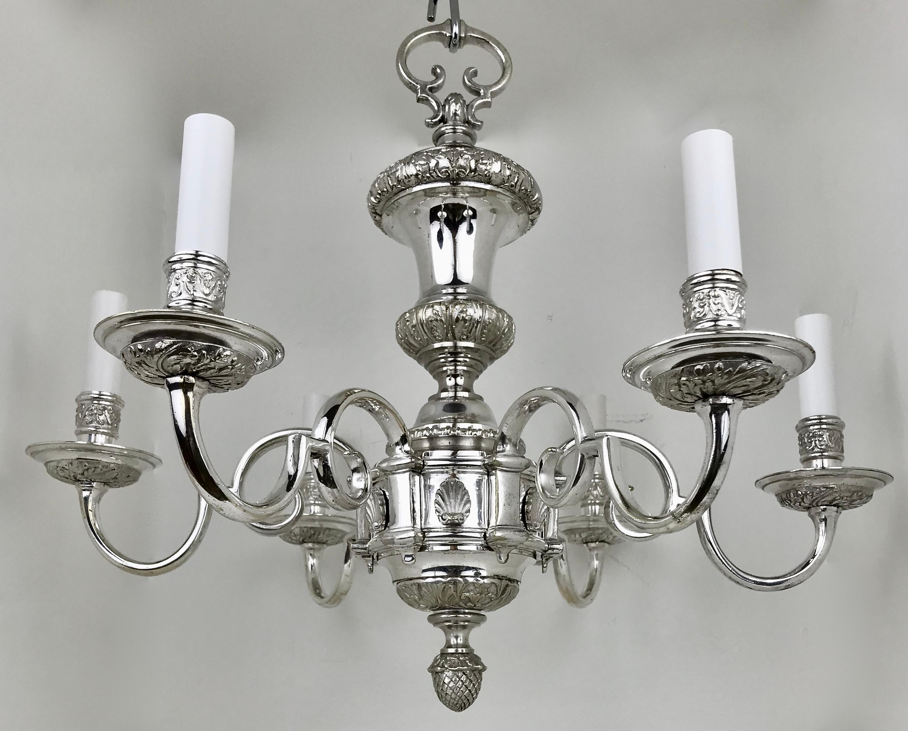 Regence Style Silvered Bronze Chandelier Attributed to E. F. Caldwell For Sale 4