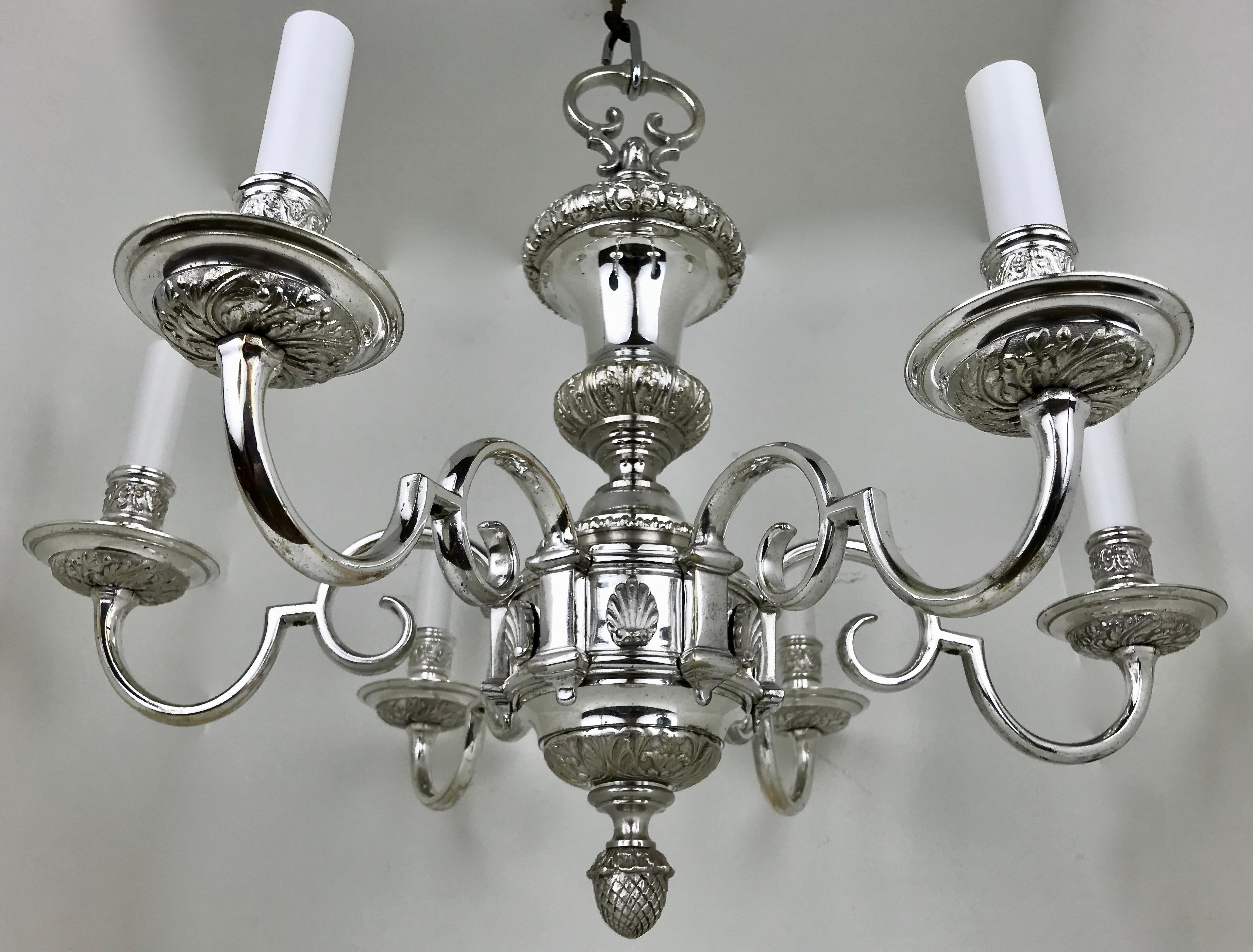 Regence Style Silvered Bronze Chandelier Attributed to E. F. Caldwell For Sale 5