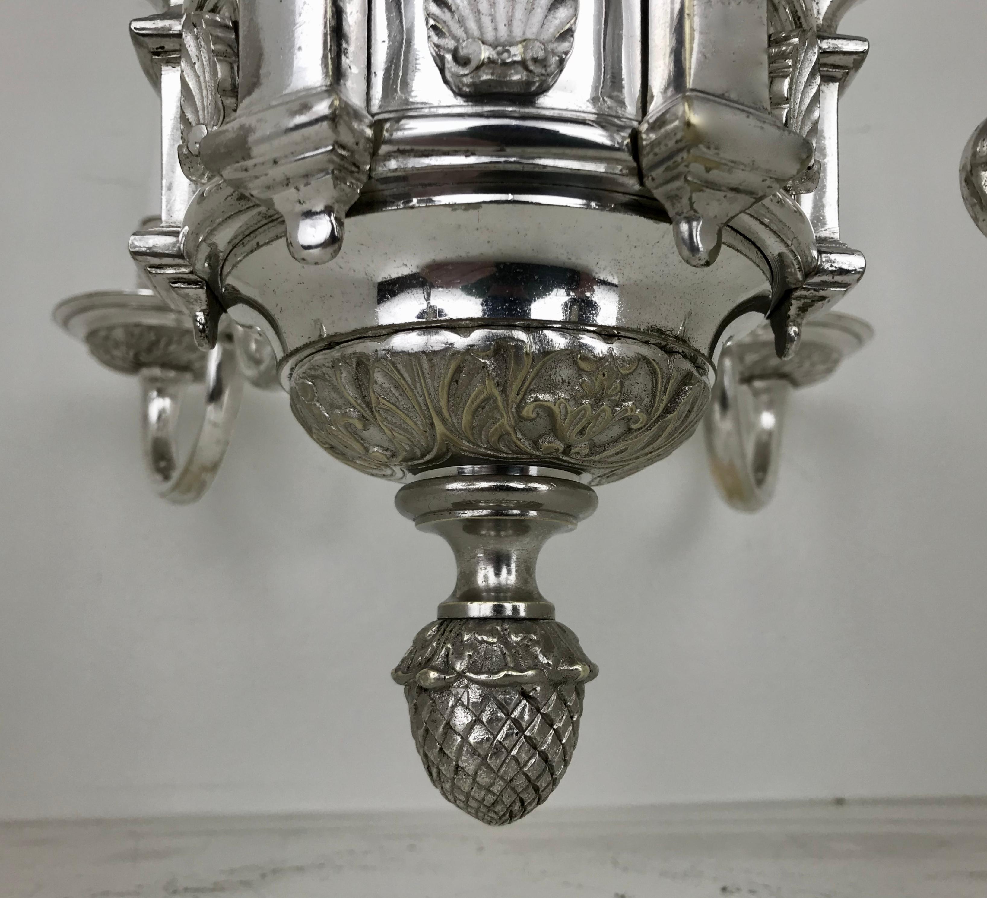 20th Century Regence Style Silvered Bronze Chandelier Attributed to E. F. Caldwell For Sale