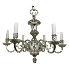 Antique Regence Style Silvered Bronze Chandelier Attributed to E. F. Caldwell