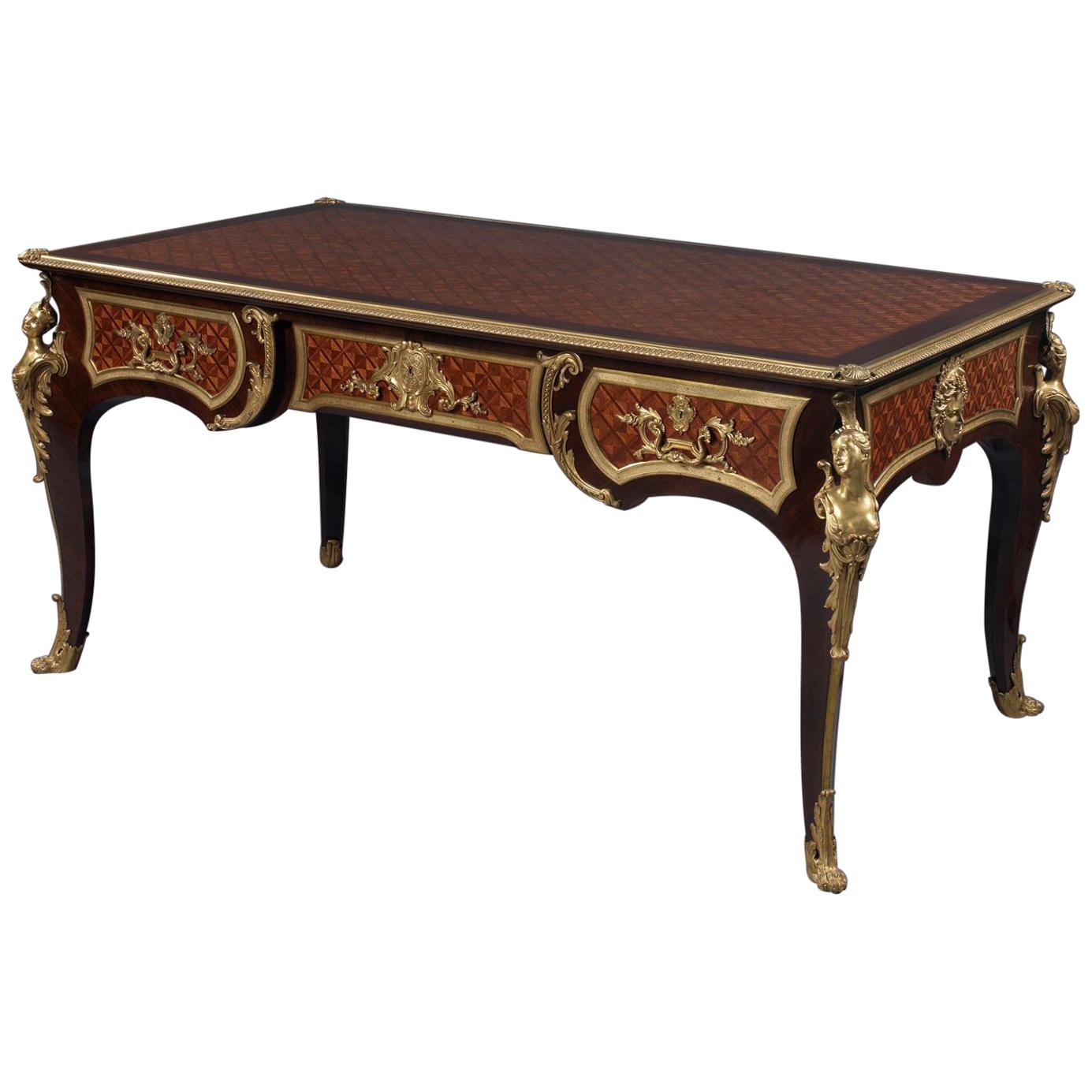 Assiette de bureau de style Régence en parqueterie de treillis par François Linke, vers 1890 en vente