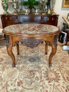 Regence walnut center table with marble top