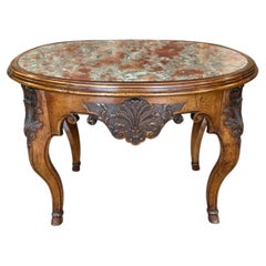 Regence walnut center table with marble top
