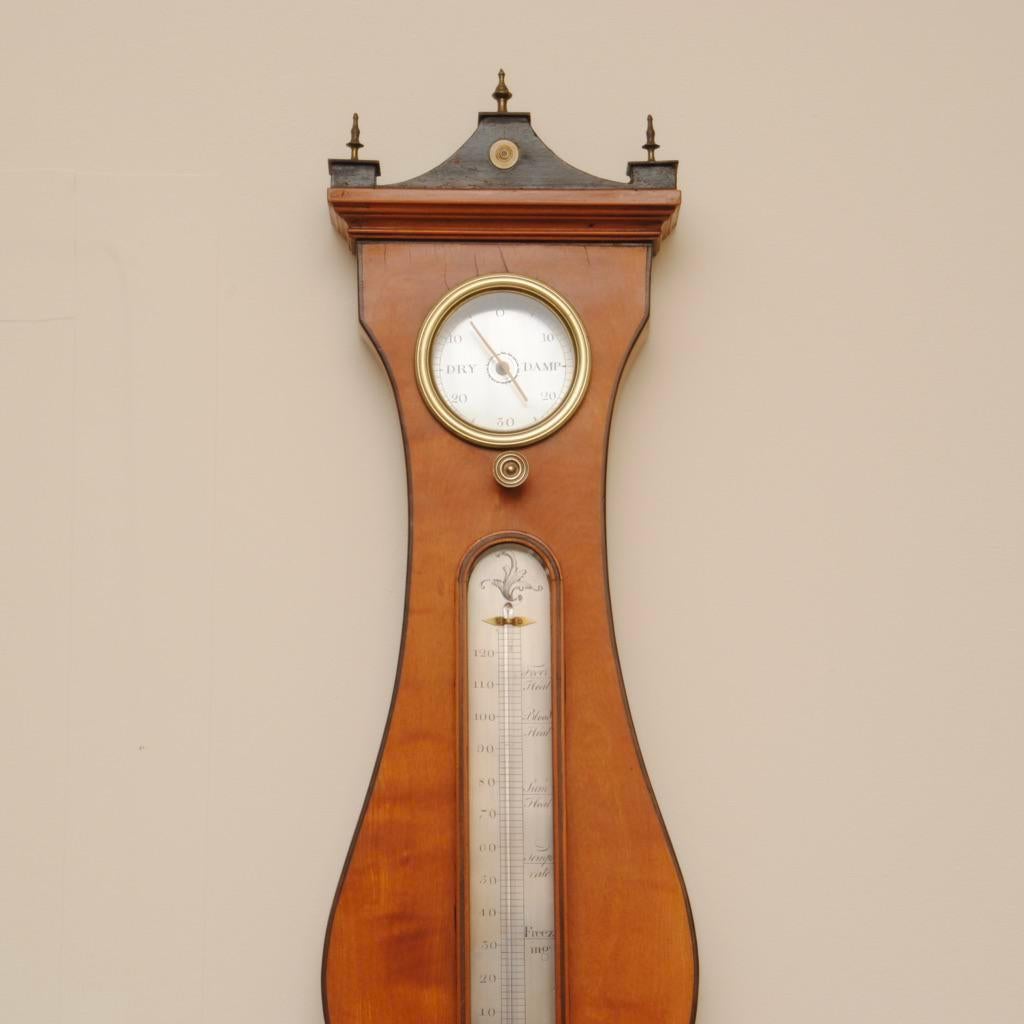 English Regency Dial Satinwood Wheel Barometer by P. Gabalio, London