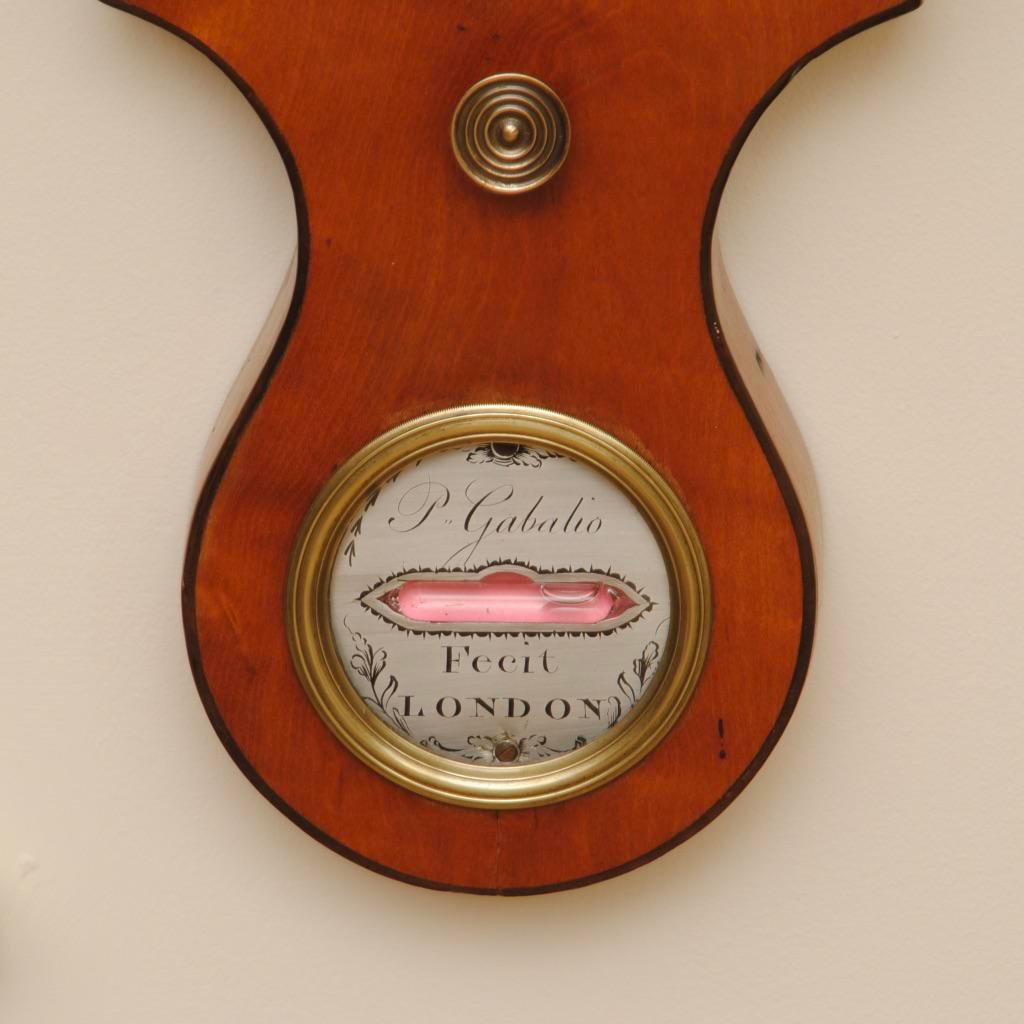 Regency Dial Satinwood Wheel Barometer by P. Gabalio, London In Good Condition In Lincolnshire, GB